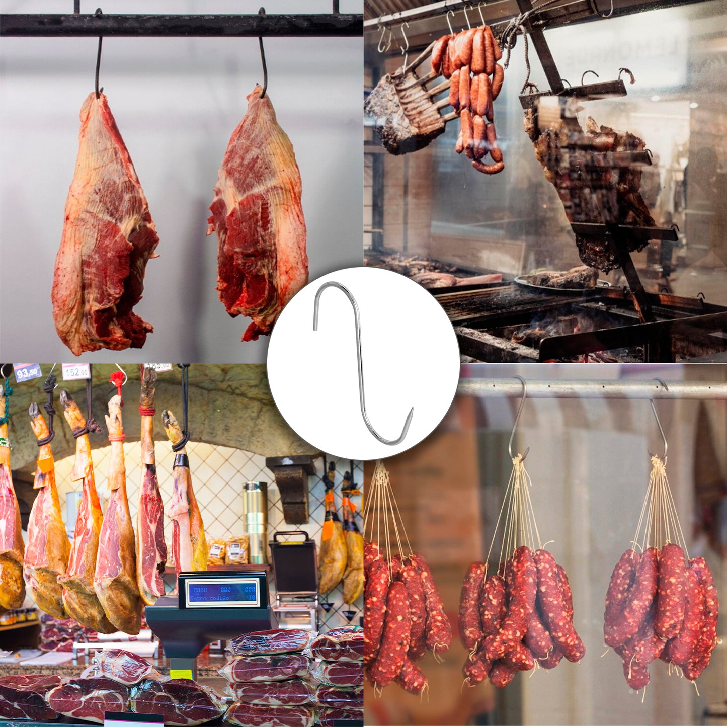 Gancho de Açougueiro Inox nº 7 medindo 220 x 10 x 220 mm.