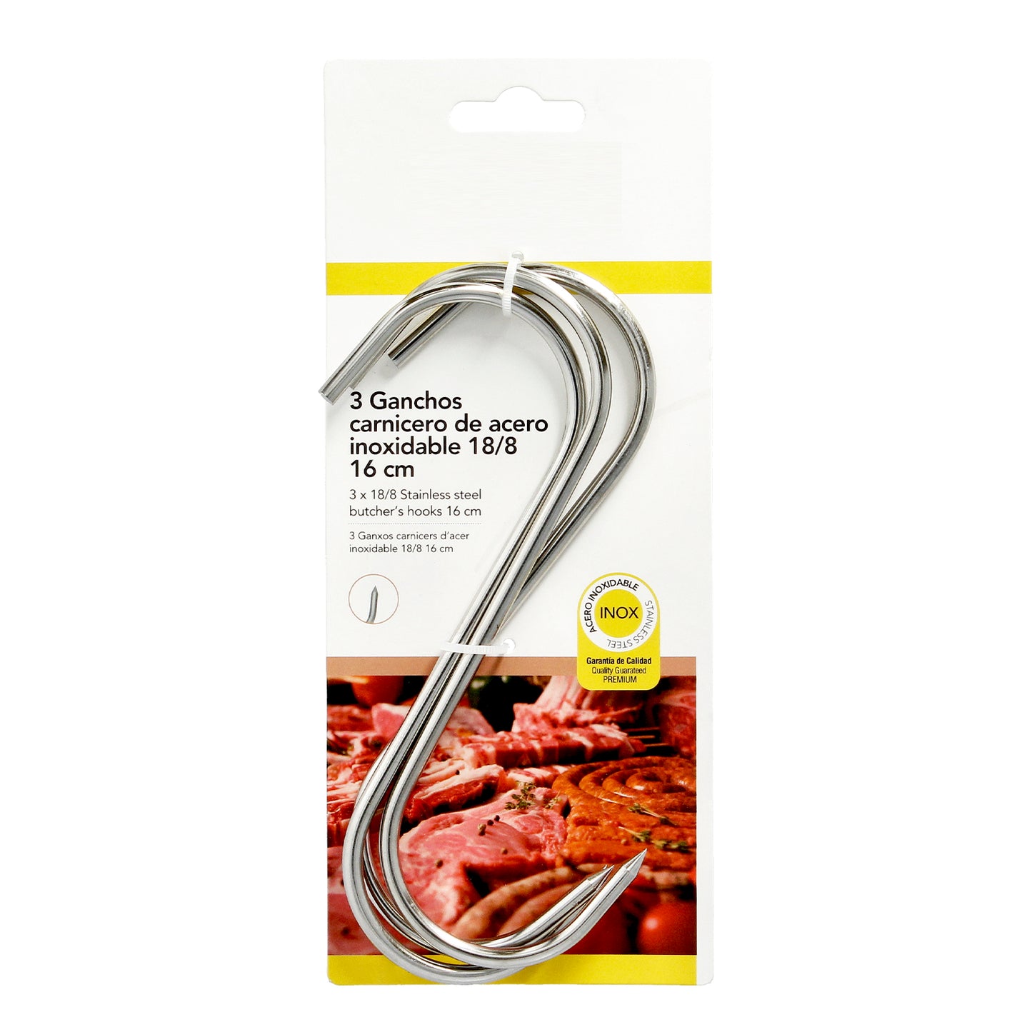 Blister 3 Ganchos Carnicero Inoxidables Nº 16