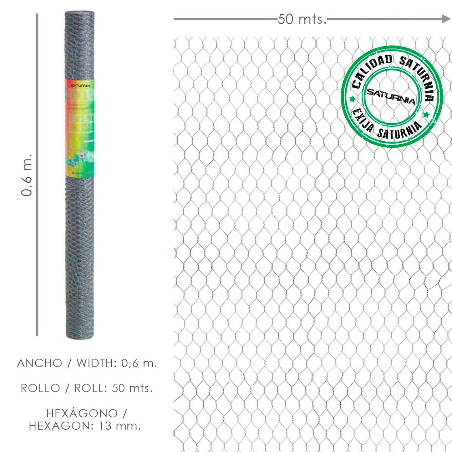 Treliça Tripla Torção 13/60 cm. Rolo 50 Metros Uso Doméstico