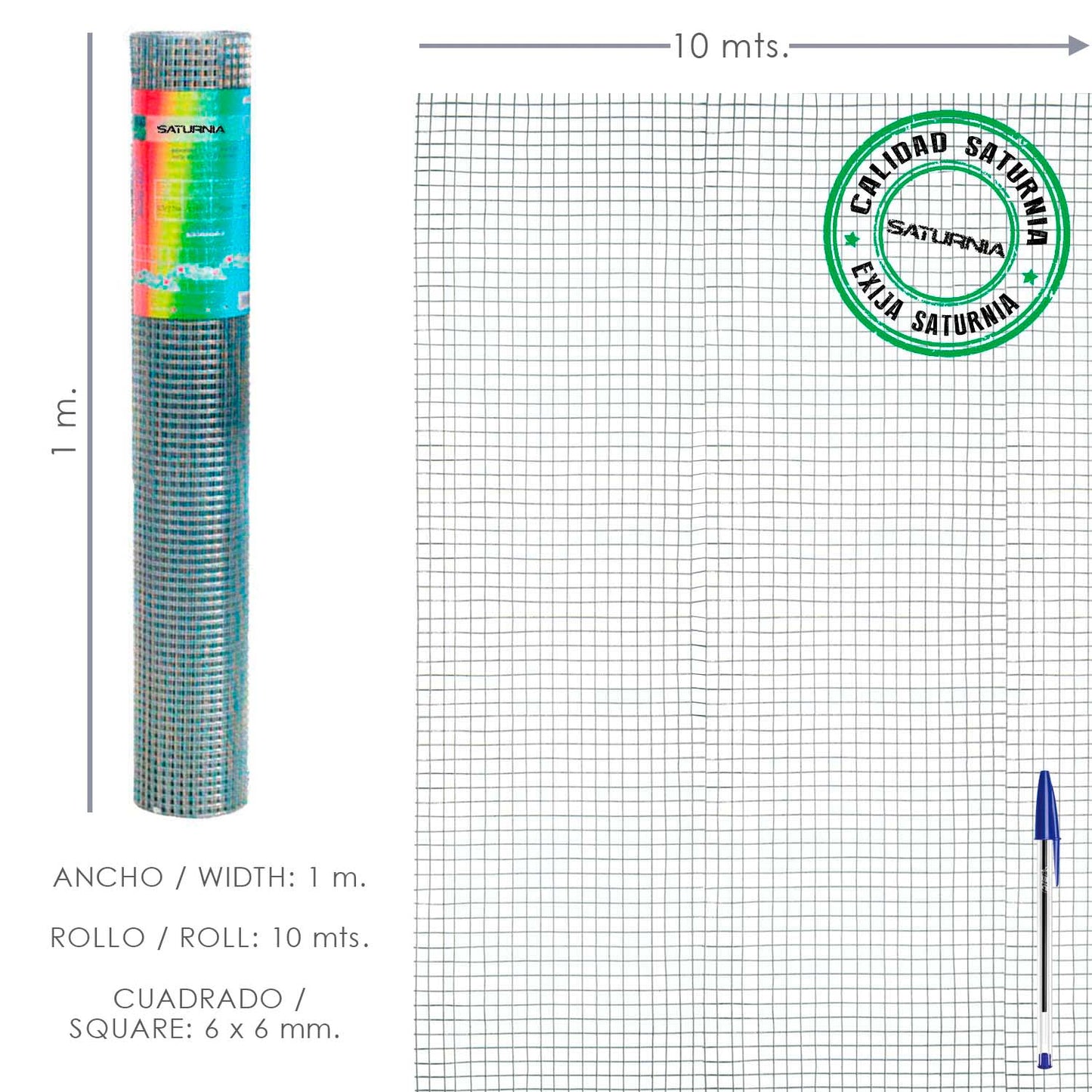 Malha Eletrossoldada Galvanizada 6x6 / 100 cm. rolo 10 Metros Uso Doméstico