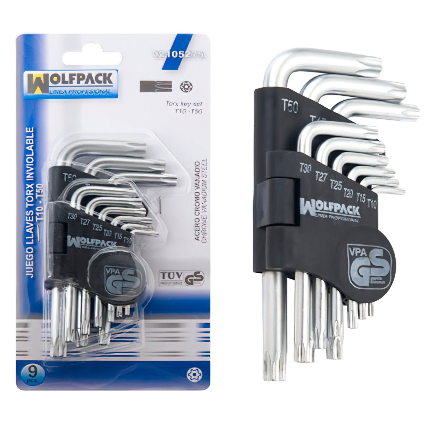 Conjunto de chaves Torx "L" 9 peças invioláveis