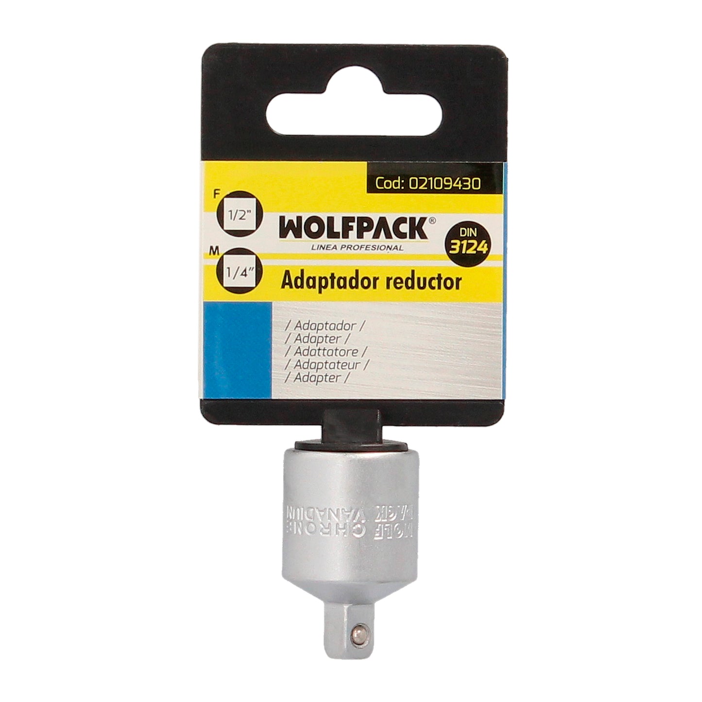 Adaptador Reductor 1/2" Hembra A 1/4" Macho. Acero Cromo Vanadio, Aristas Redondas, Reductor Carraca,