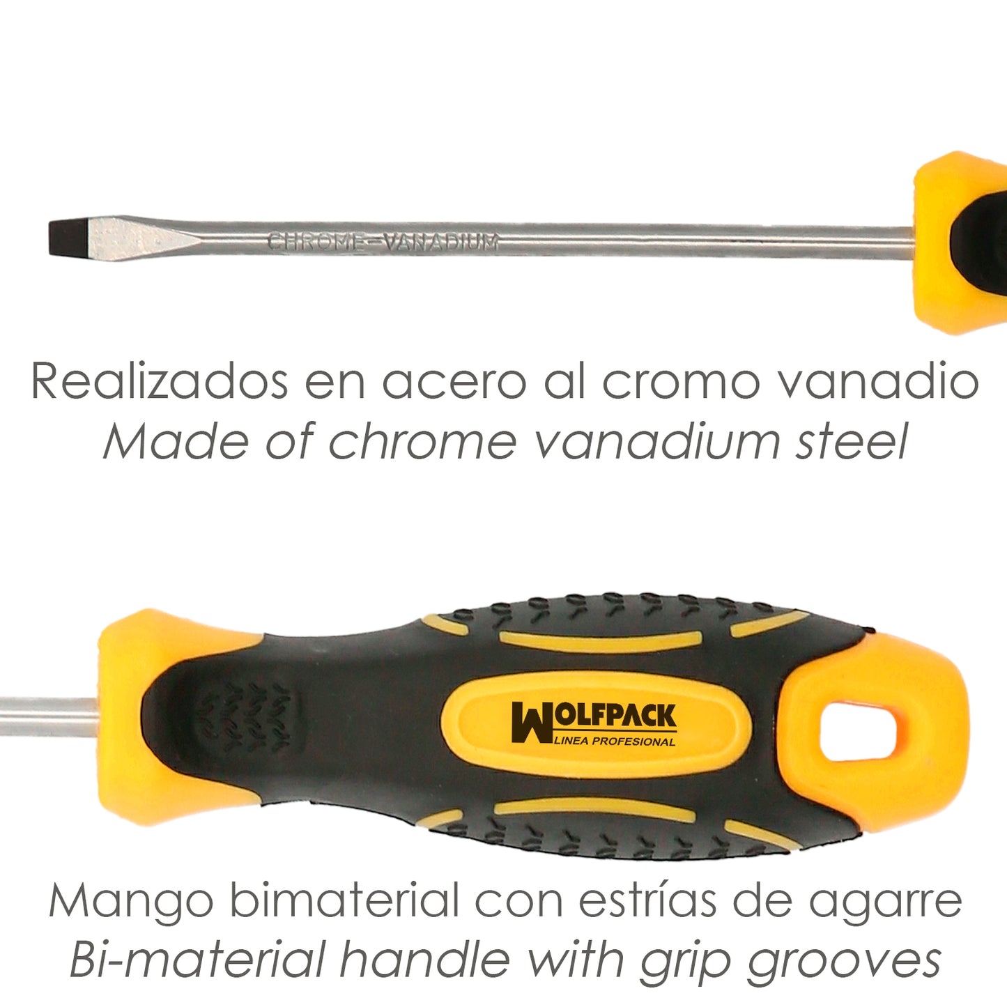 Conjunto de chaves de fenda de aço cromo vanádio 7 peças com cabo bimatéria