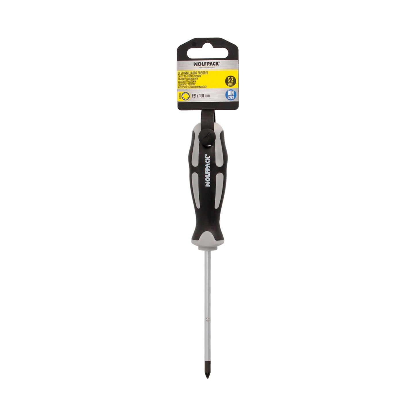 Destornillador Pozidriv Acero S2 Mango TPR Bimaterial. Medida PZ 1 x Ø 5 x 100 mm. DIN5262.
