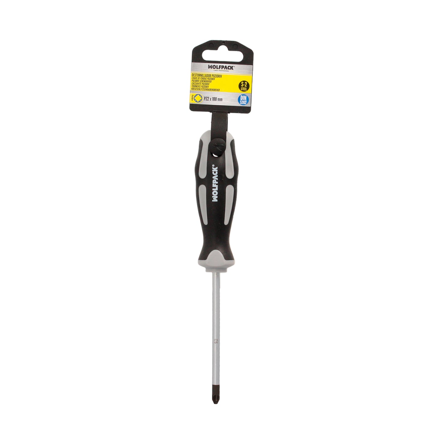 Destornillador Pozidriv Acero S2 Mango TPR Bimaterial. Medida PZ 2 x Ø 6 x 100 mm. DIN5262.