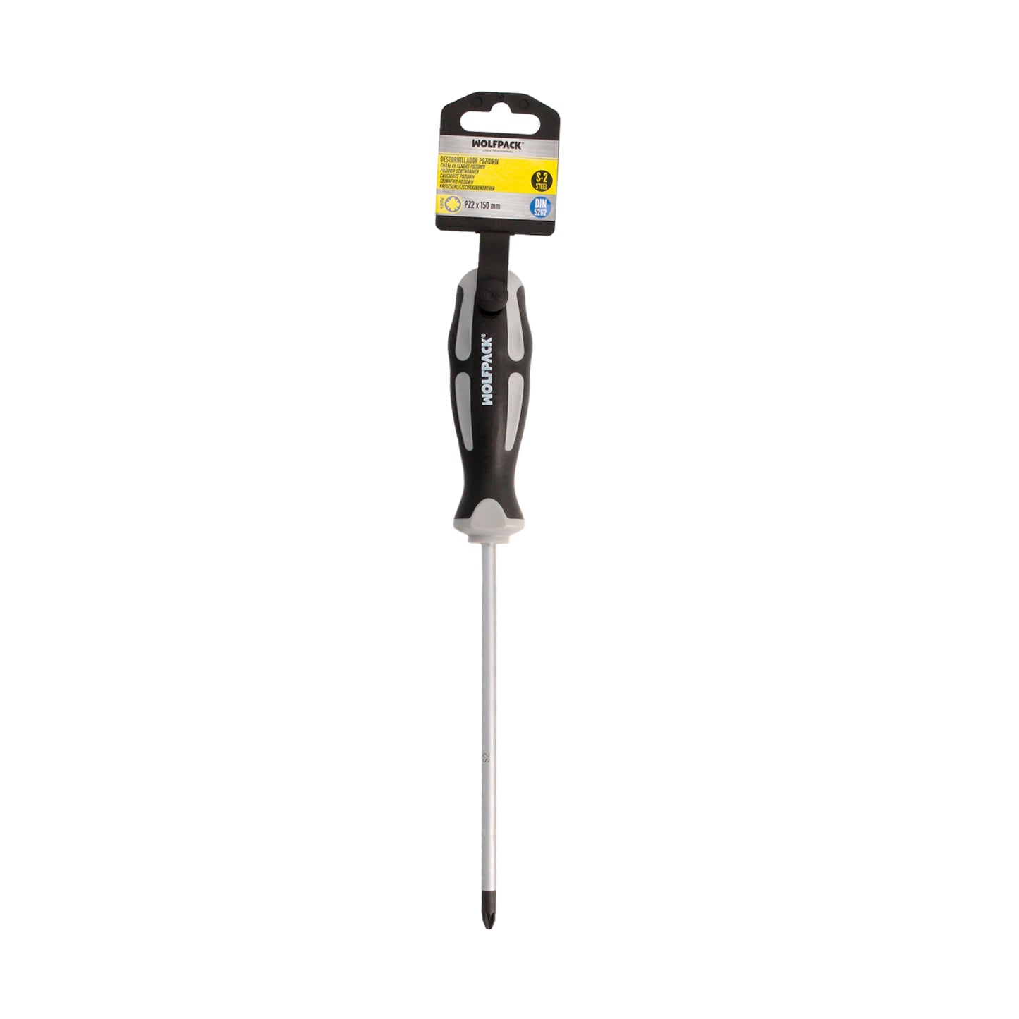 Destornillador Pozidriv Acero S2 Mango TPR Bimaterial. Medida PZ 2 x Ø 6 x 150 mm. DIN5262.