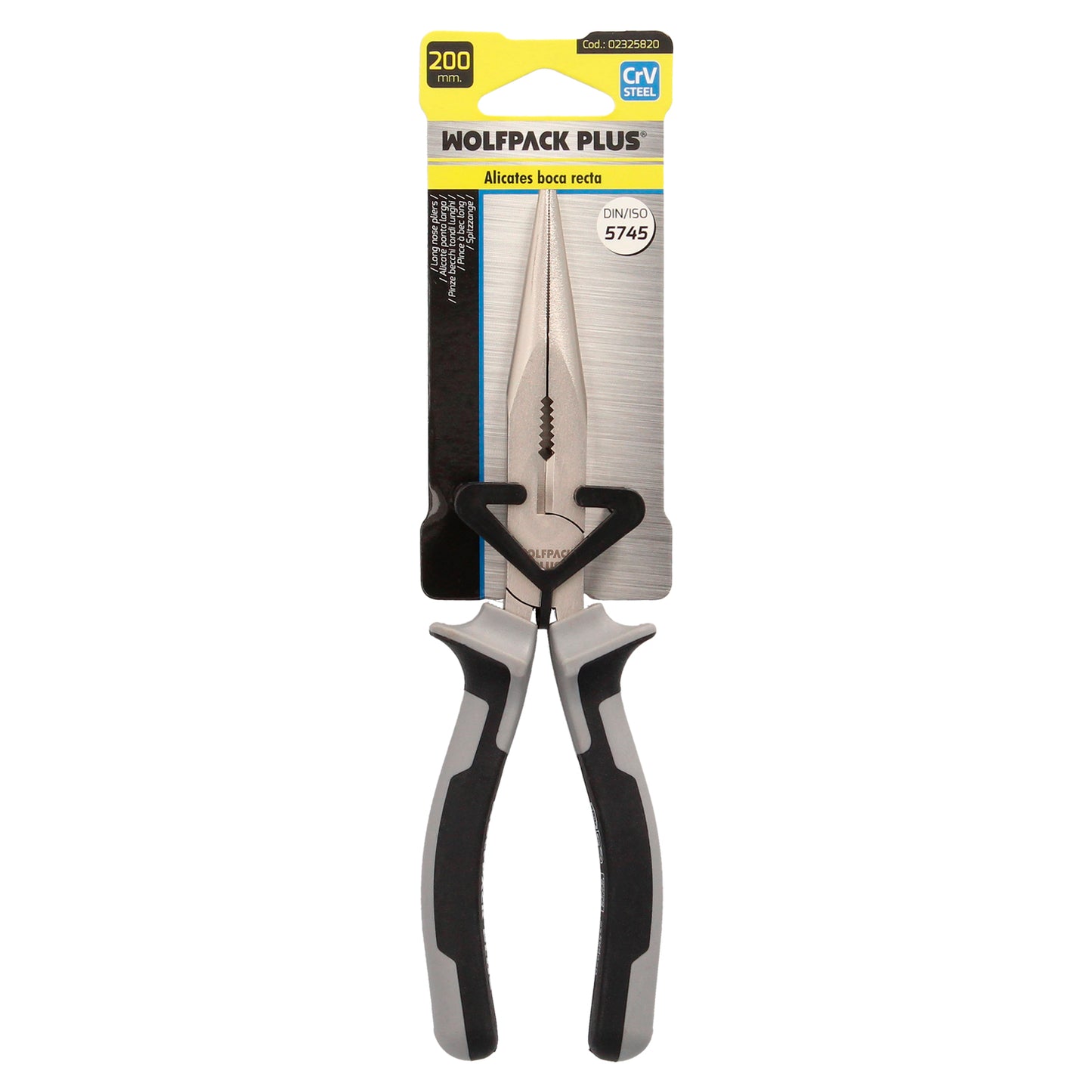 Alicates Boca Recta 200 mm. Acero Cromo Vanadio DIN-ISO 5745 Alicates Punta Recta, Alicates Boca Larga,
