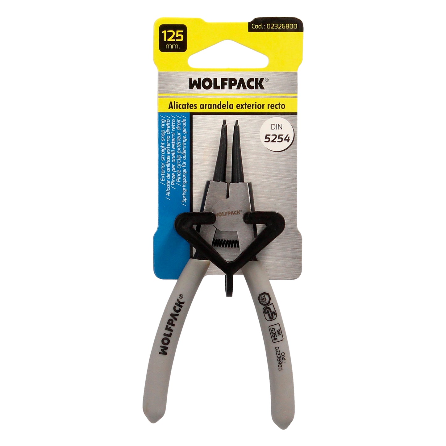 Alicate Arruela Externa Reto 125 mm. Aço Din 5254. Anéis de pressão, anéis de retenção, arruelas de freio