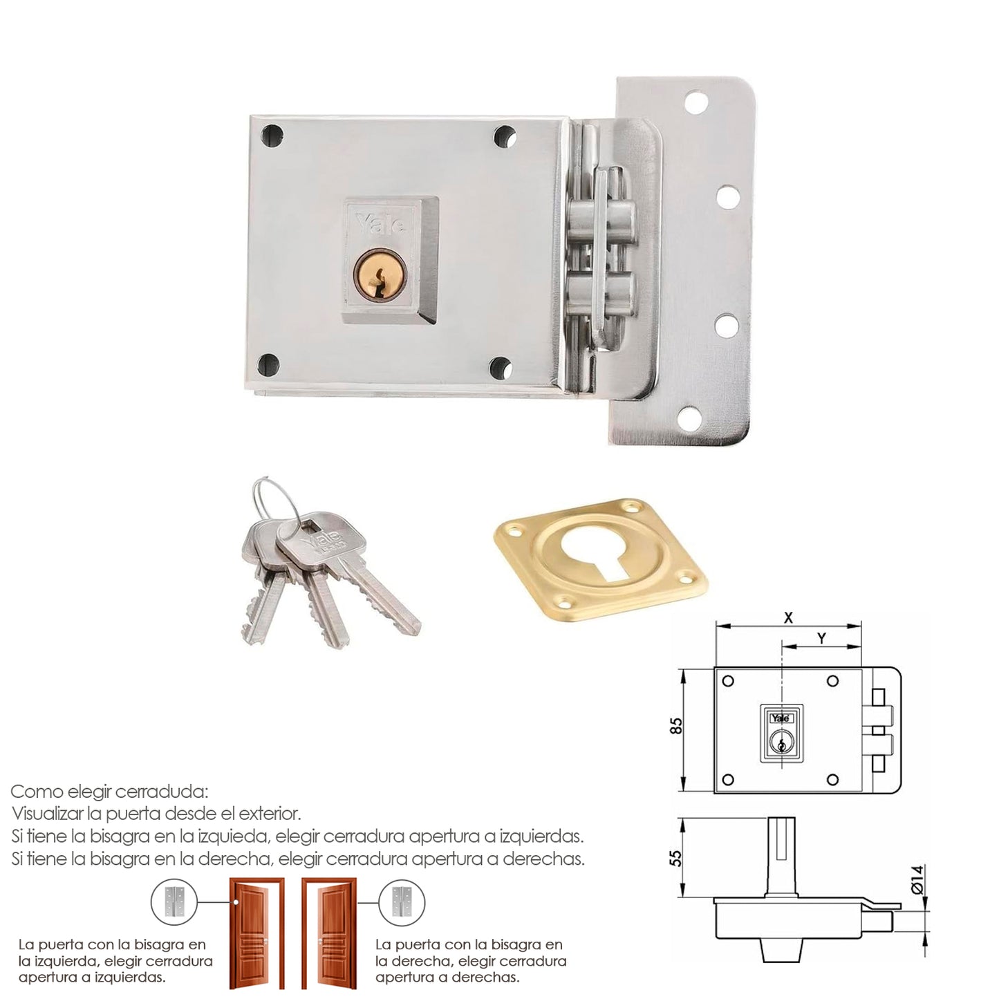 Cerradura Yale 6-0-12-hn/ Derecha