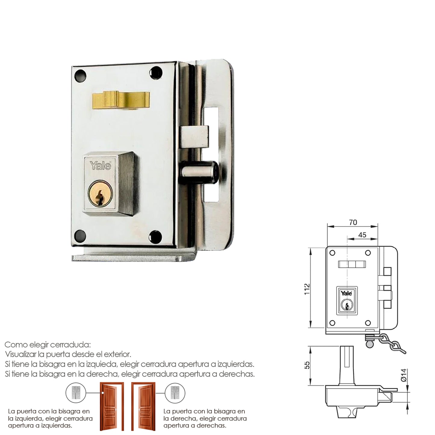 Cerradura Yale 10-c-hn/ Derecha