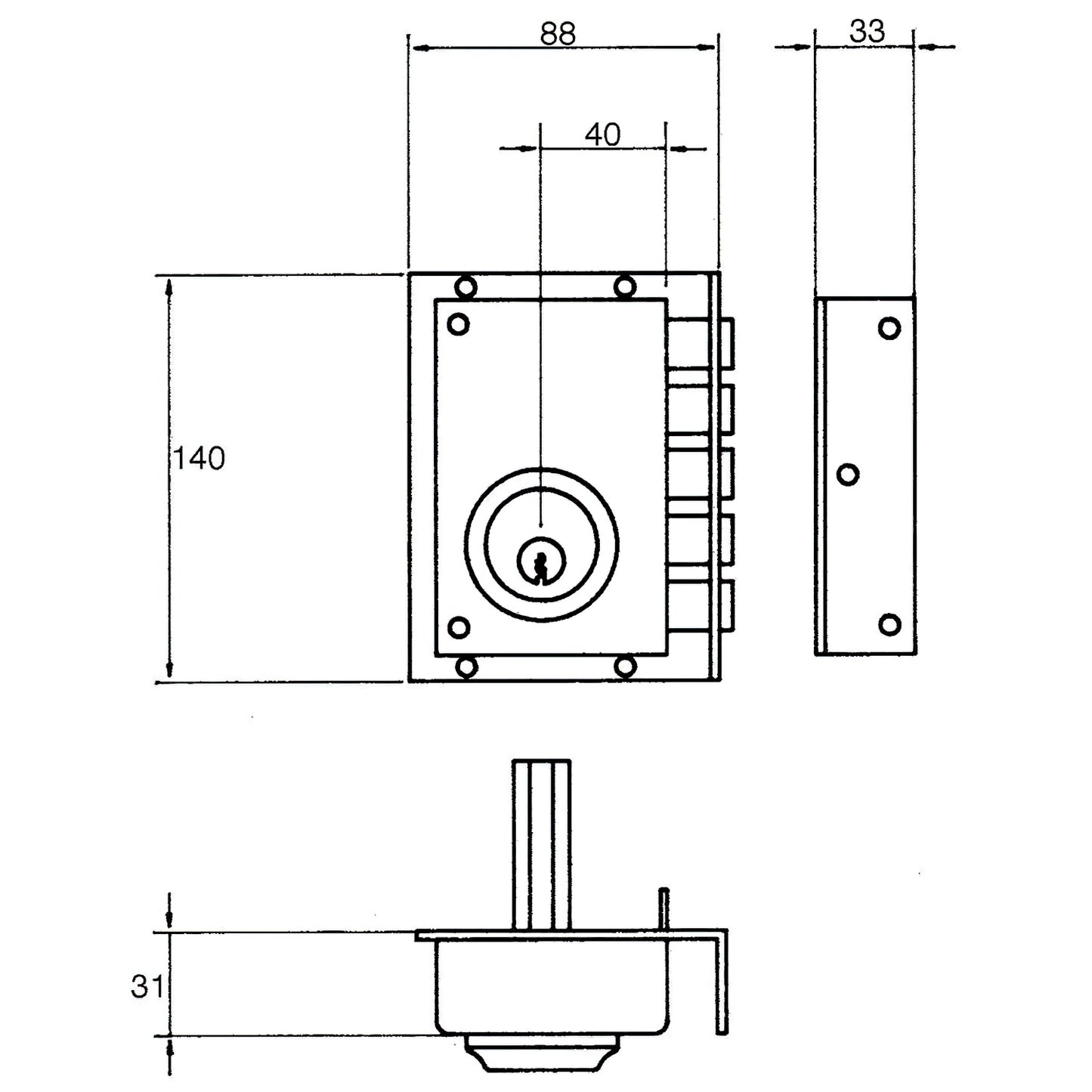Cerradura Jis 242 11x7 Derecha