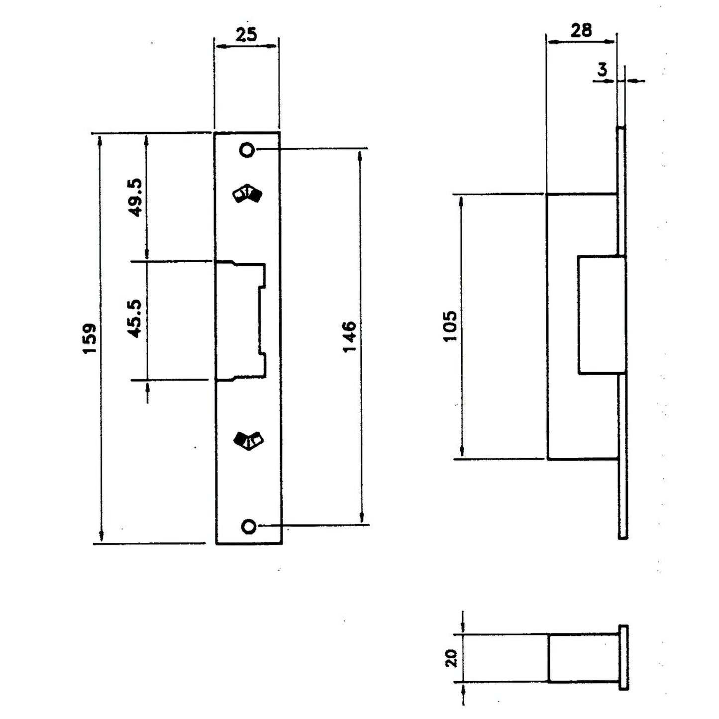 Fechadura Elétrica Jis 12 Volts 812-901G Cinza Frontal