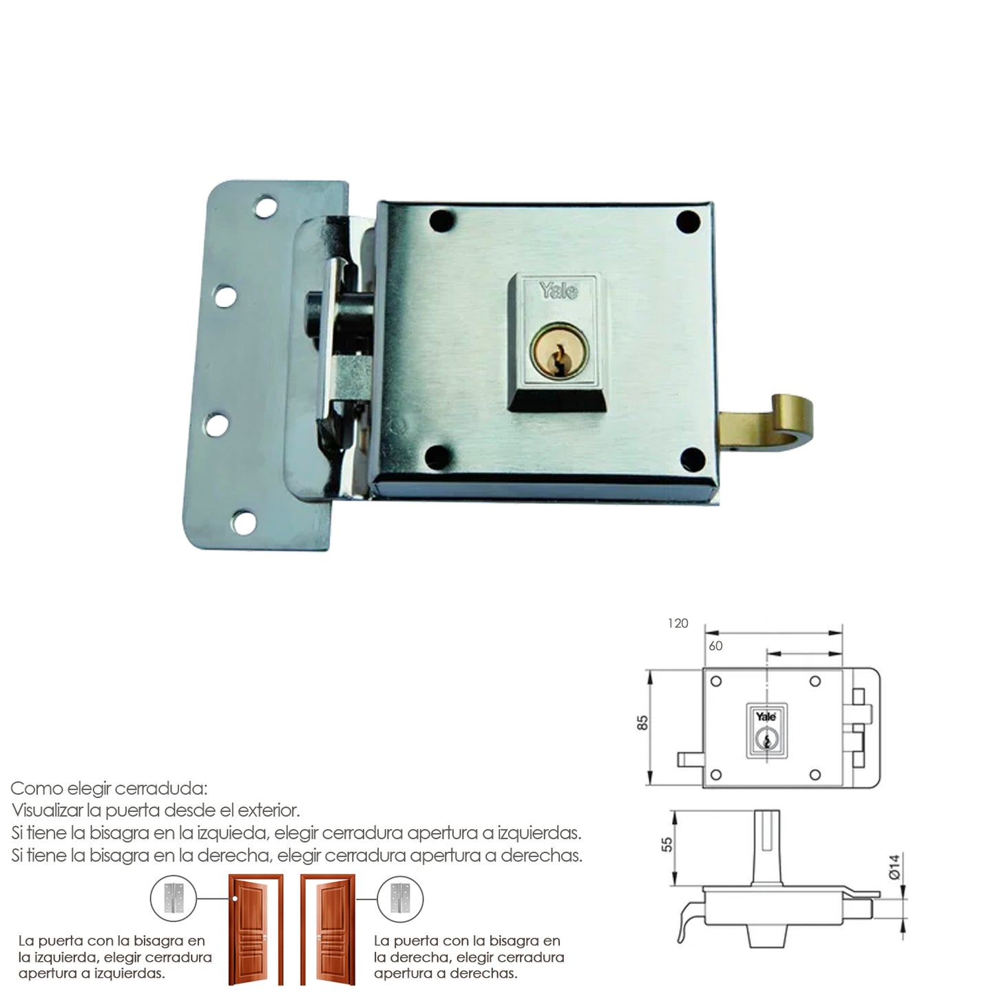 Cerradura Yale 6-12-hn/ Izquierda