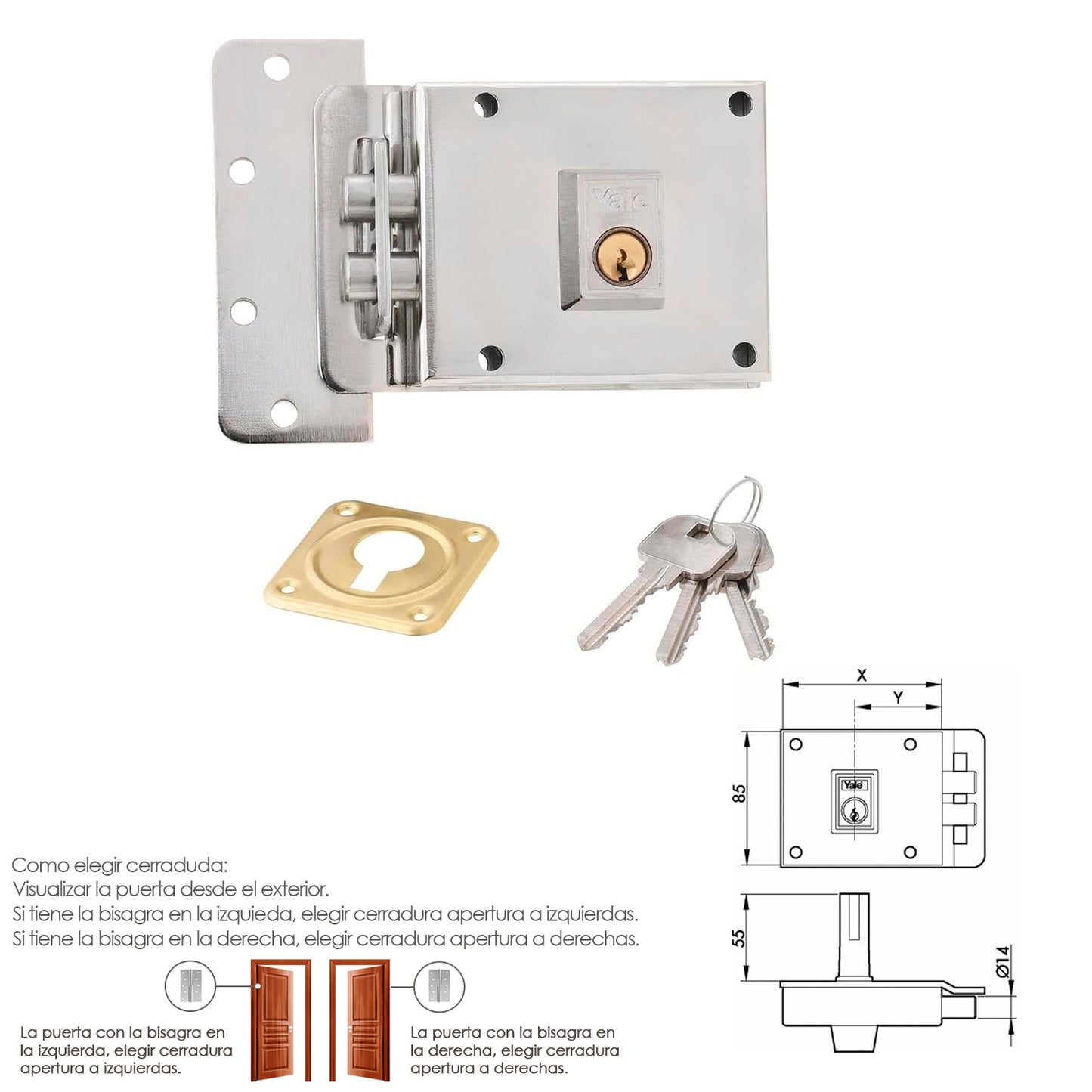 Yale Lock 6-0-12-hn/ Esquerda