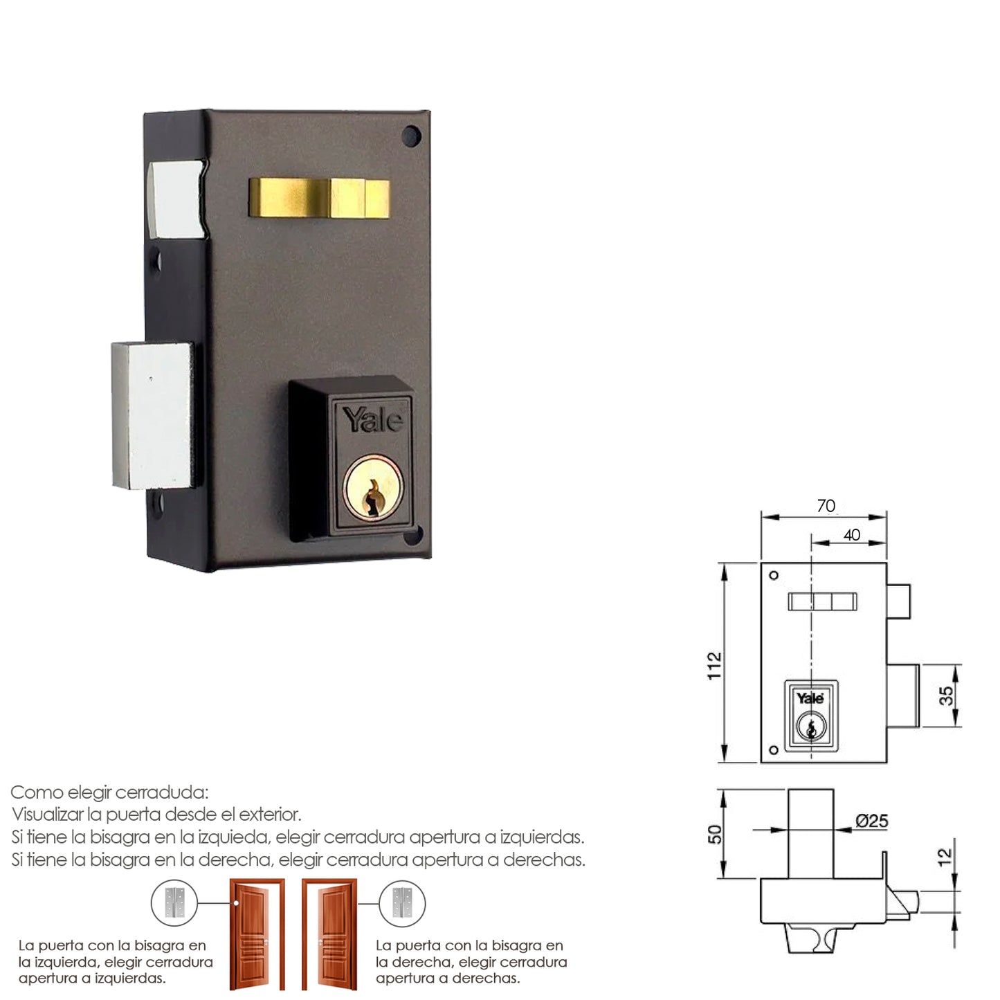 Cerradura Yale 56-a/hp/70/ Izquierda