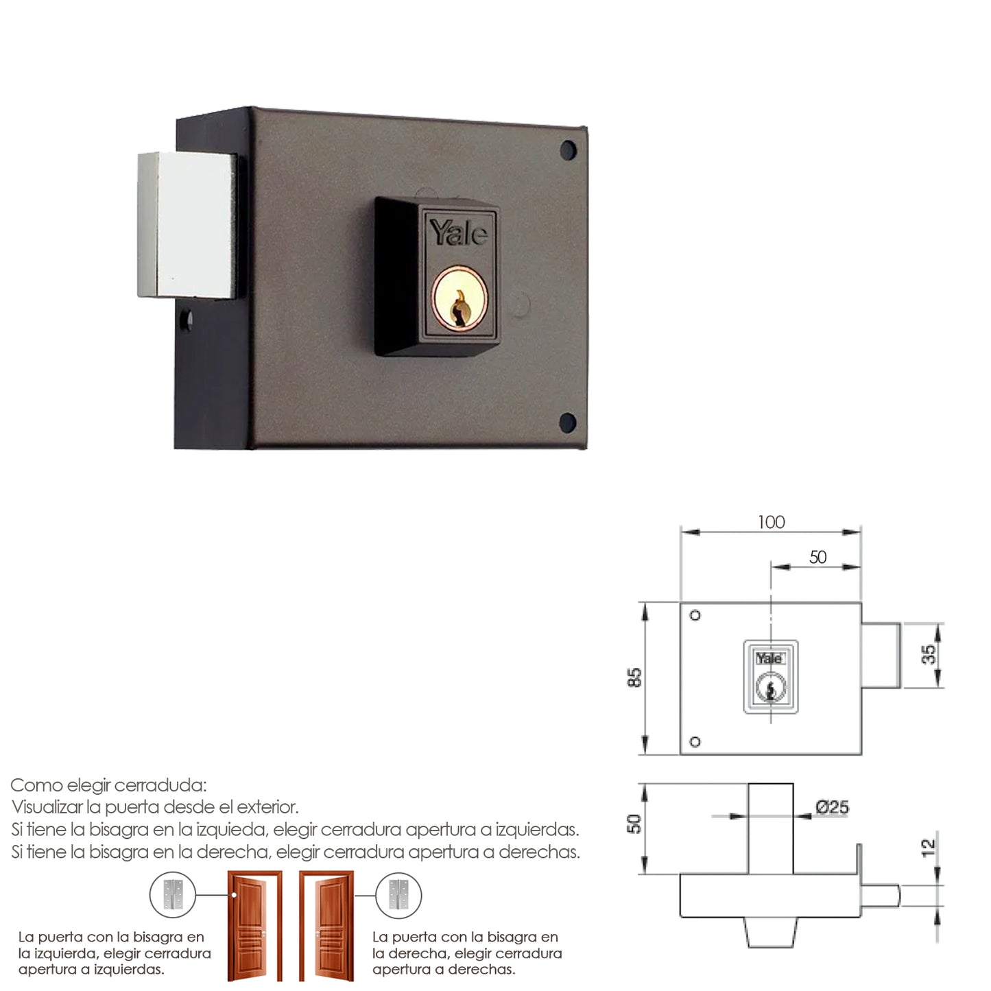 Cerradura Yale 124-a/hpr/10/ Izquierda