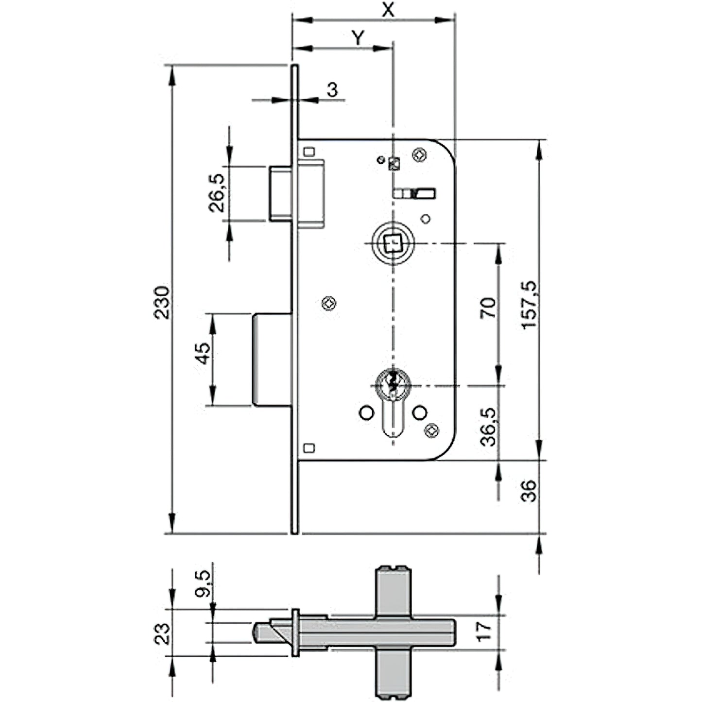 Cerradura Yale 700-hl/80x50