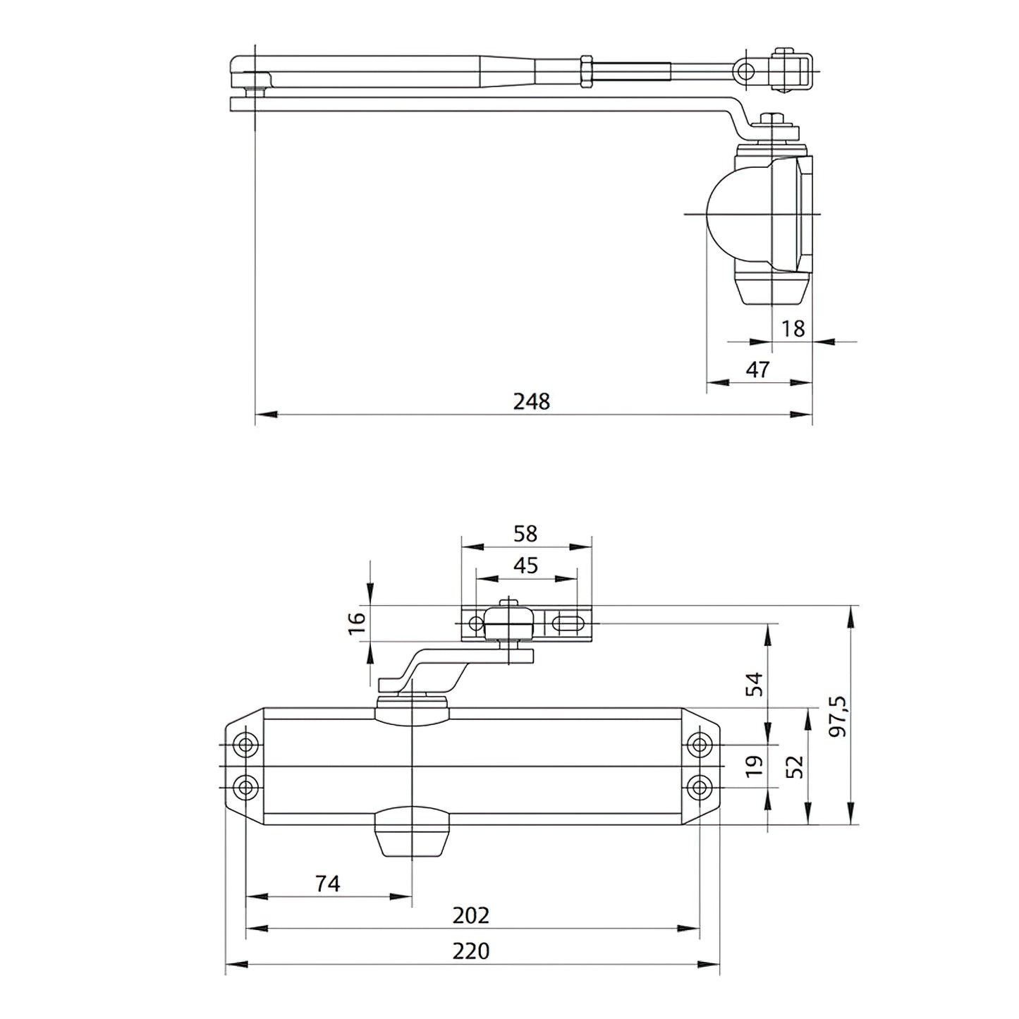 Fecho de porta Tesa DC120 F2-4 sem retentor de prata