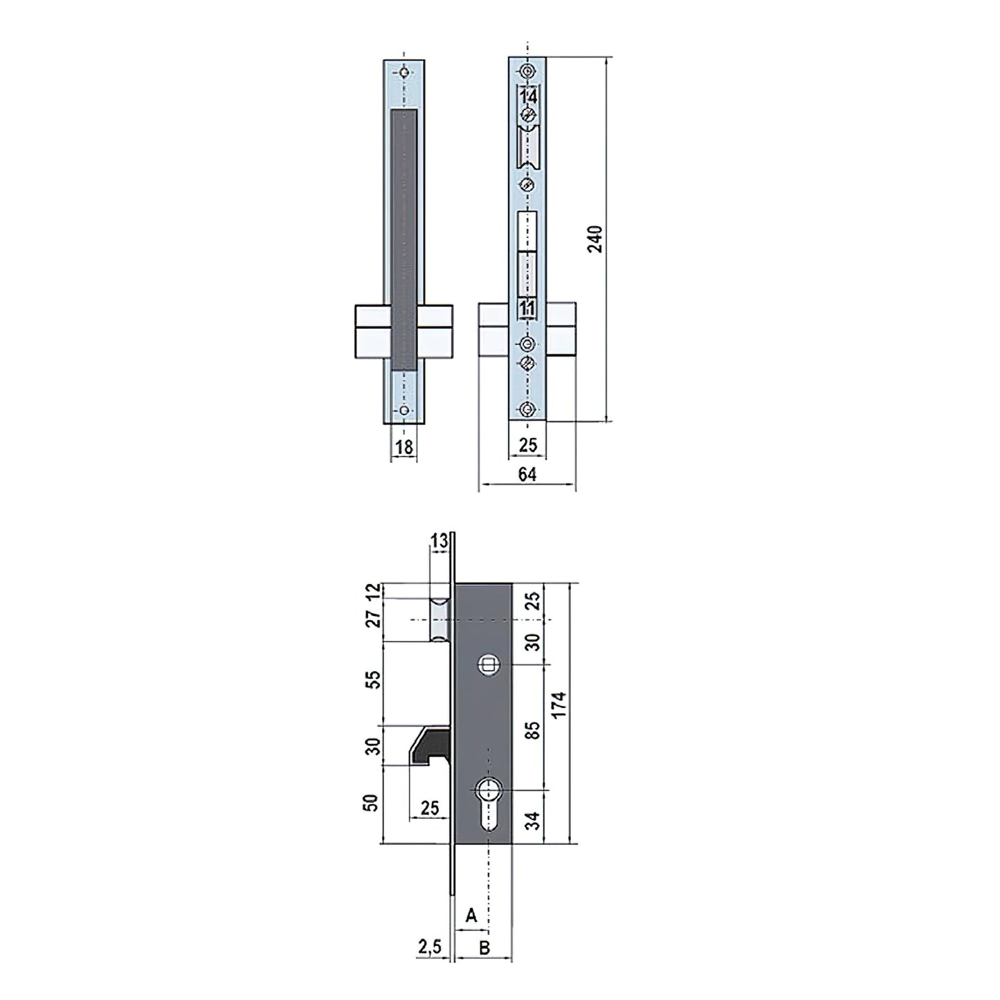 Cerradura Lince 5570-20 Frente Inoxidable