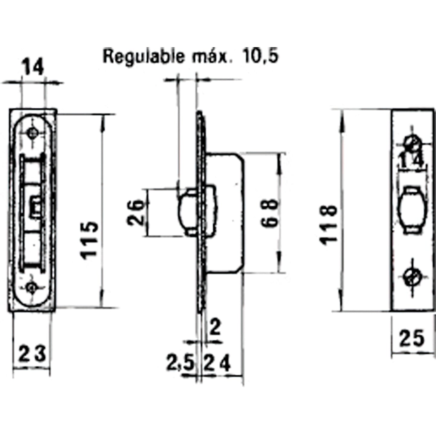 Cerradura Lince 5554 Aluminio 14 mm.