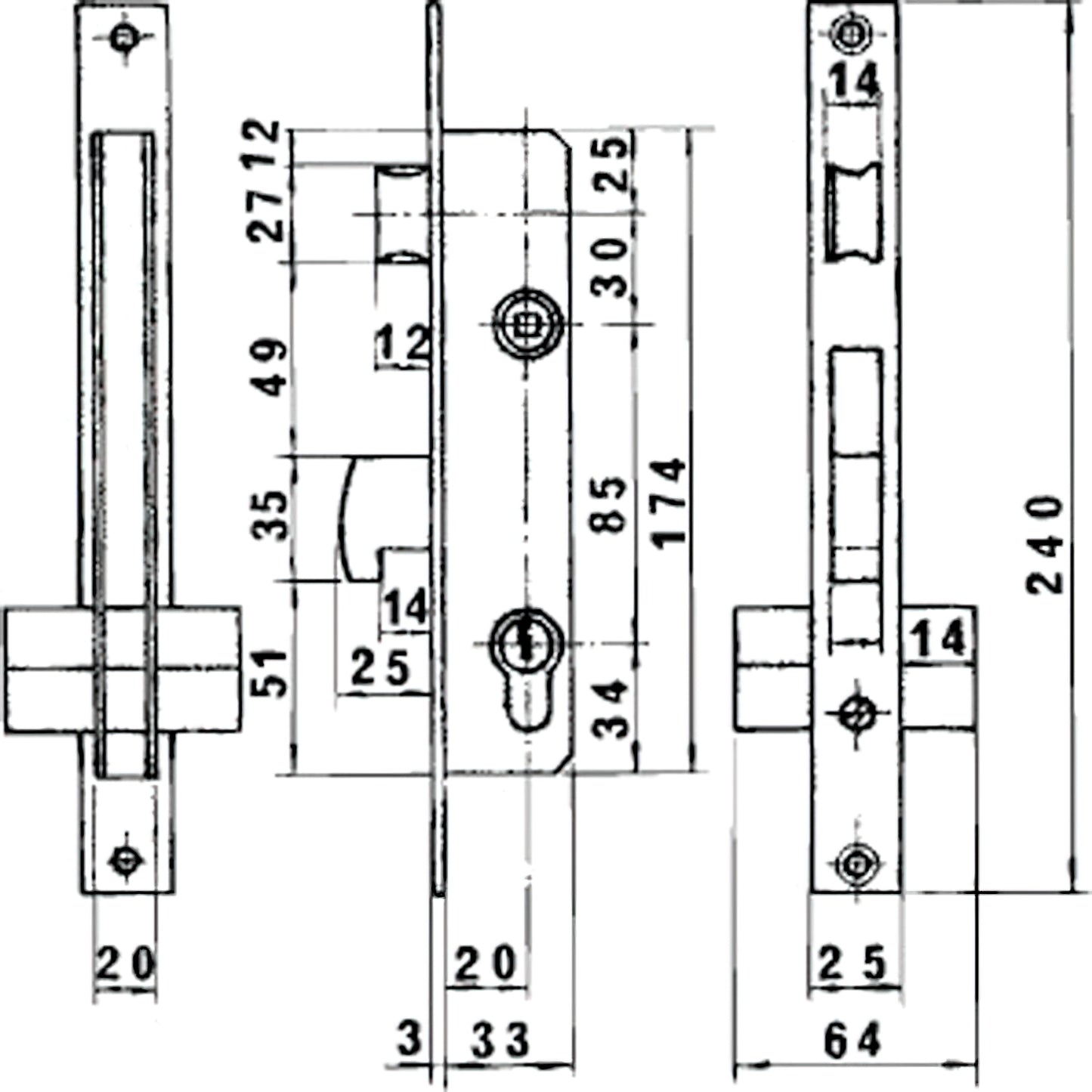 Cerradura Lince 5590 Hn/20 mm.