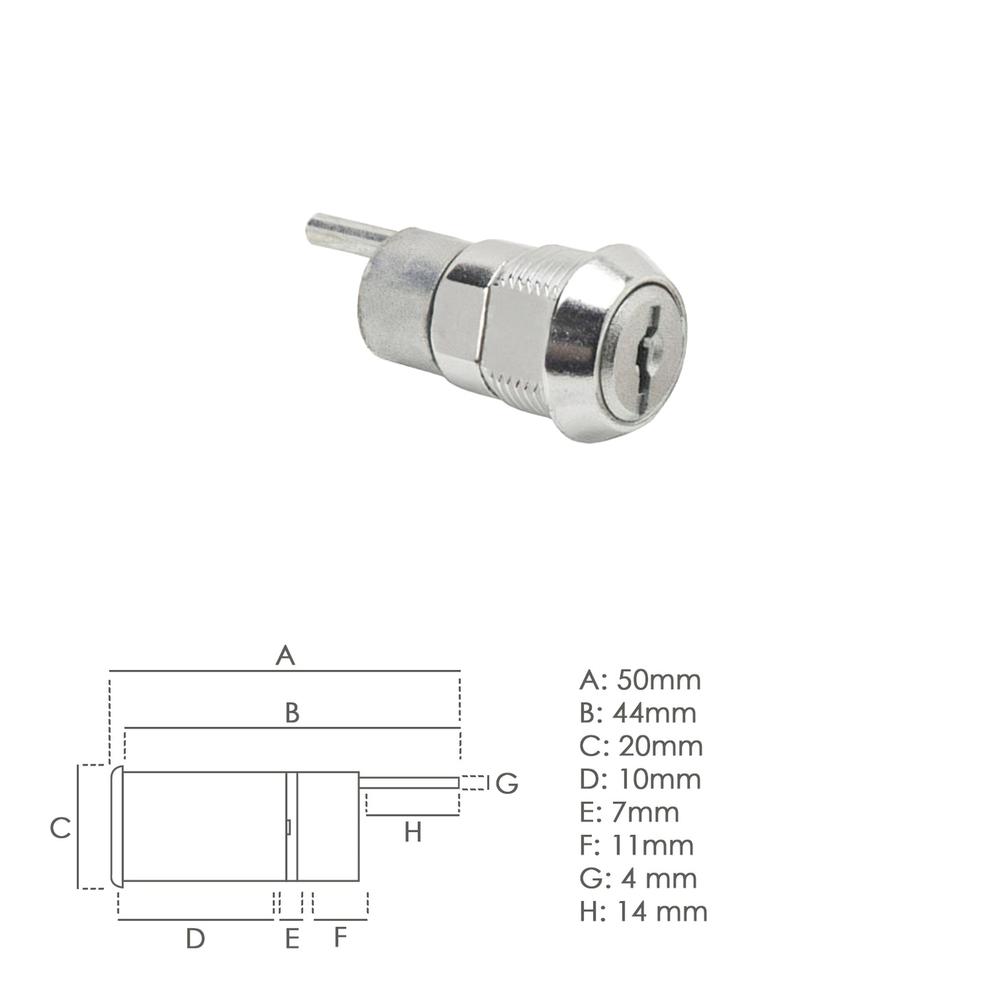 Fechadura Móveis Para Gaveta Chave Excêntrica 336 mm. cromada