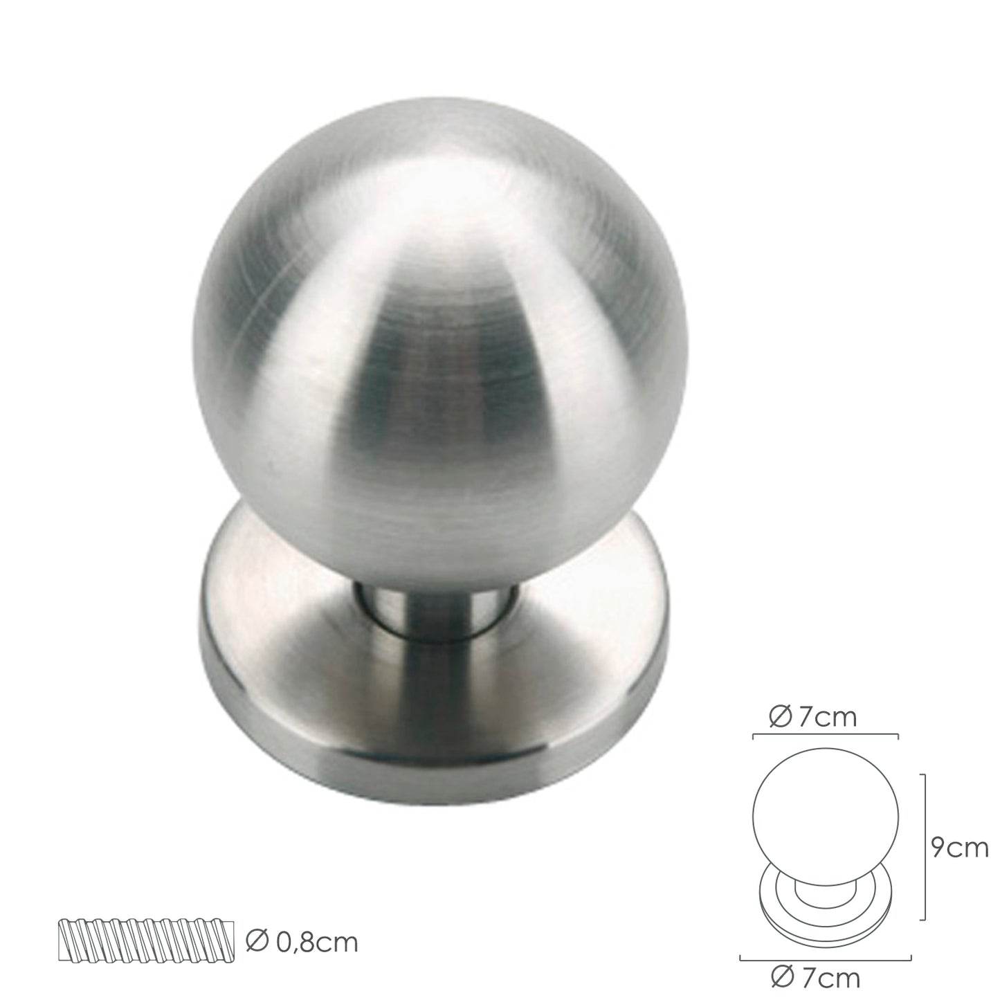 Pomo Puerta Esferico Color Inox Oryx
