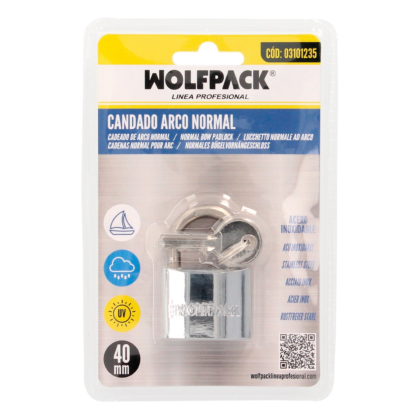 Candado Inoxidable Arco Normal 40mm.