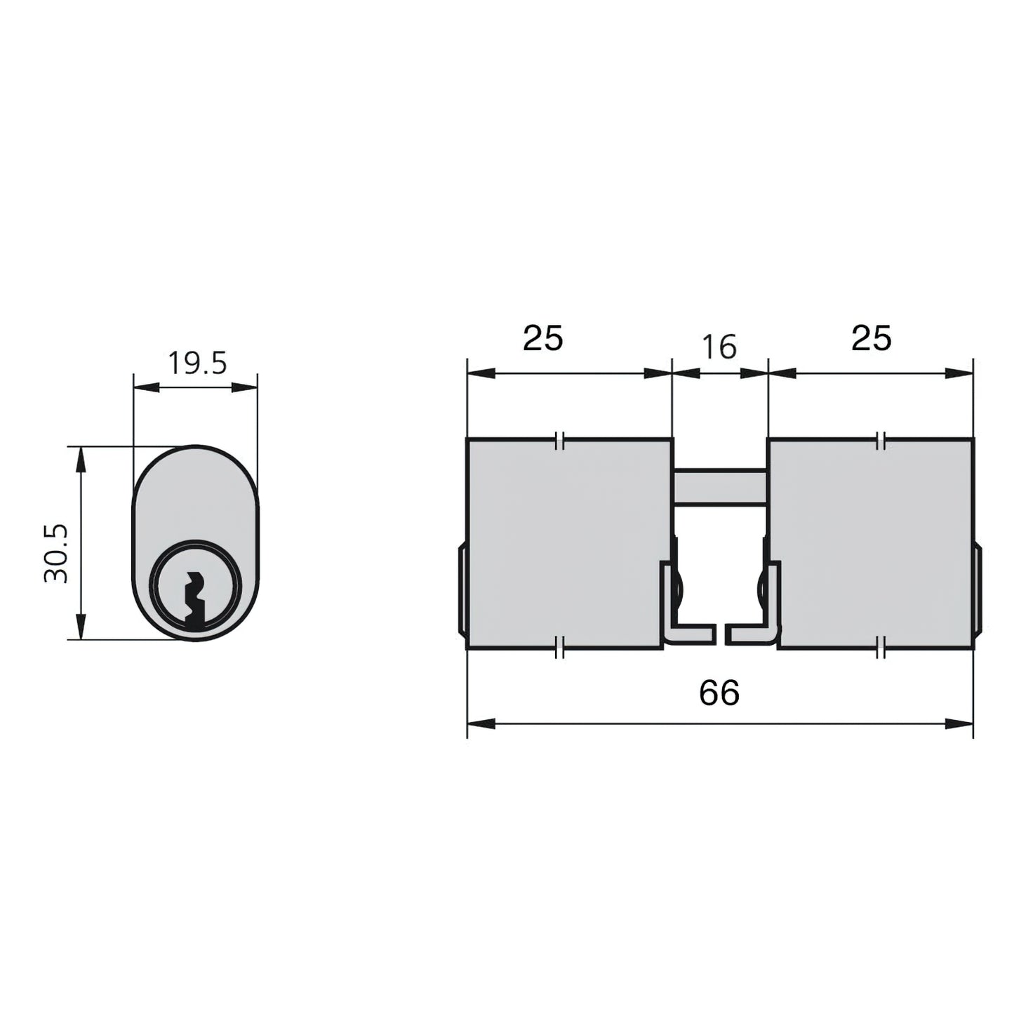 Cilindro Cvl 5964/25x25/ln Oval Cams com hastes