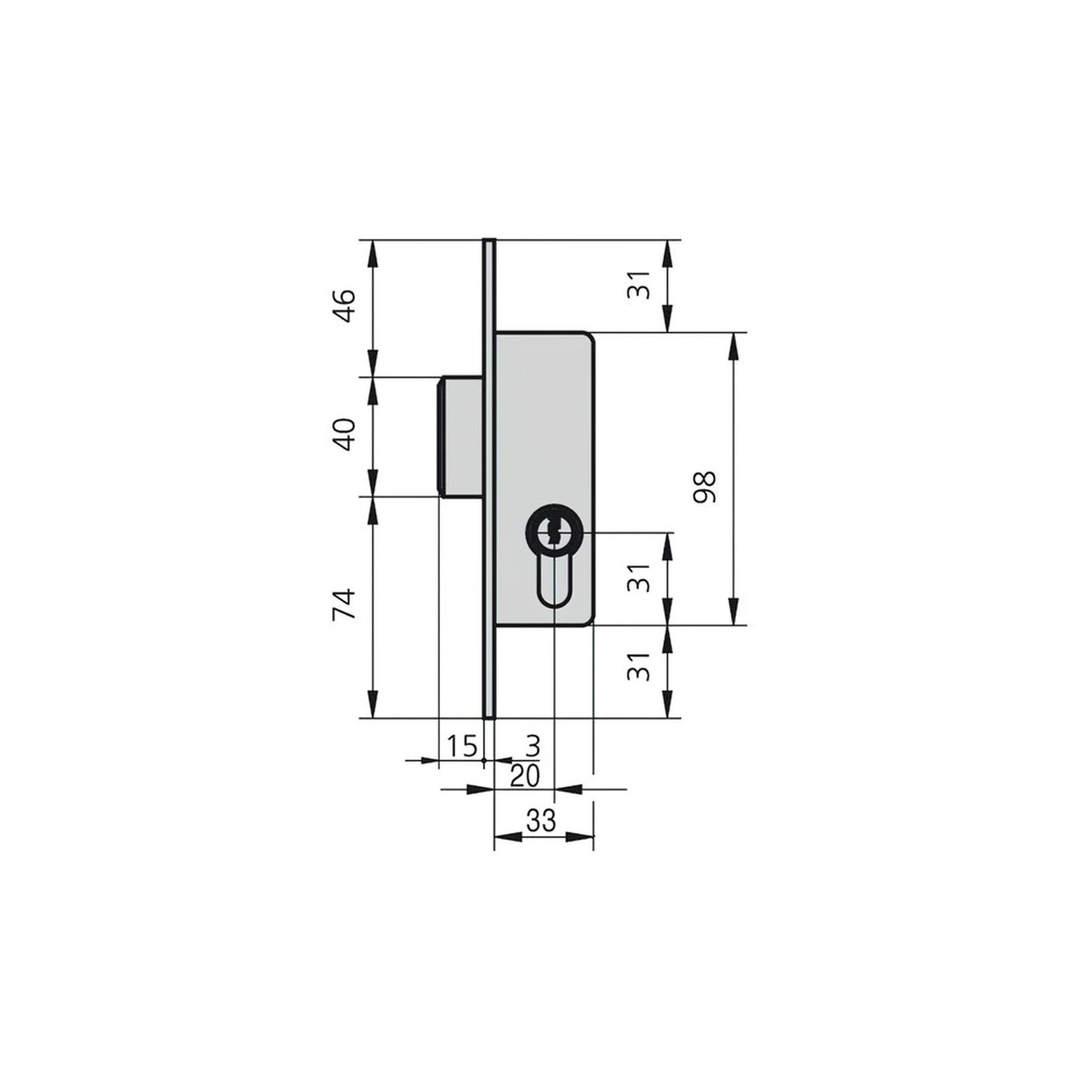 Fechadura Cvl 1983a20/5 Metal Carpintaria