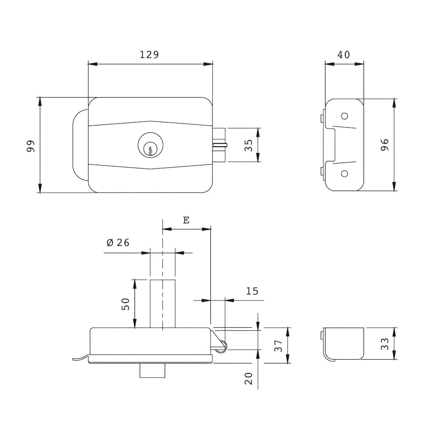 Bloqueio Iseo 500-60 mm. cilindro elétrico