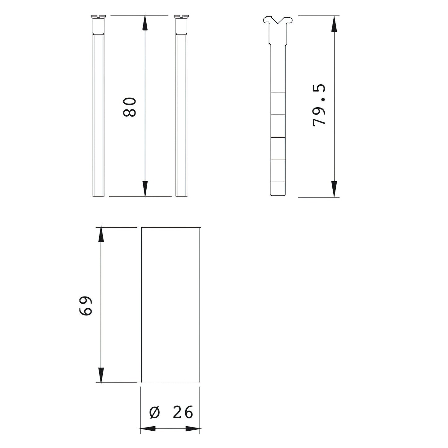 Extensão Cilindro Redondo Iseo Ø26 mm. com parafusos