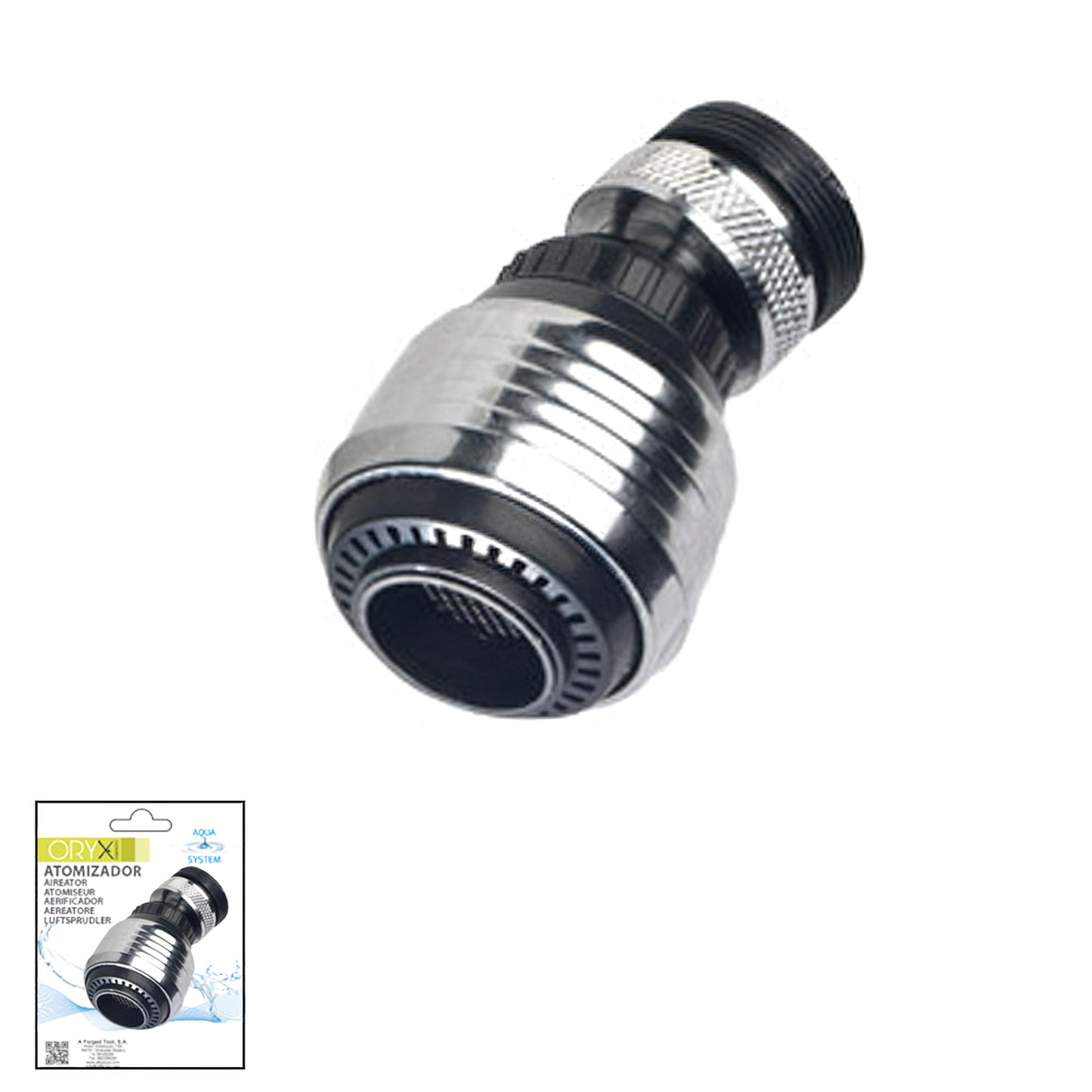 Atomizador Economizador Con Rotula Con Adaptador Macho / Hembra Cromo
