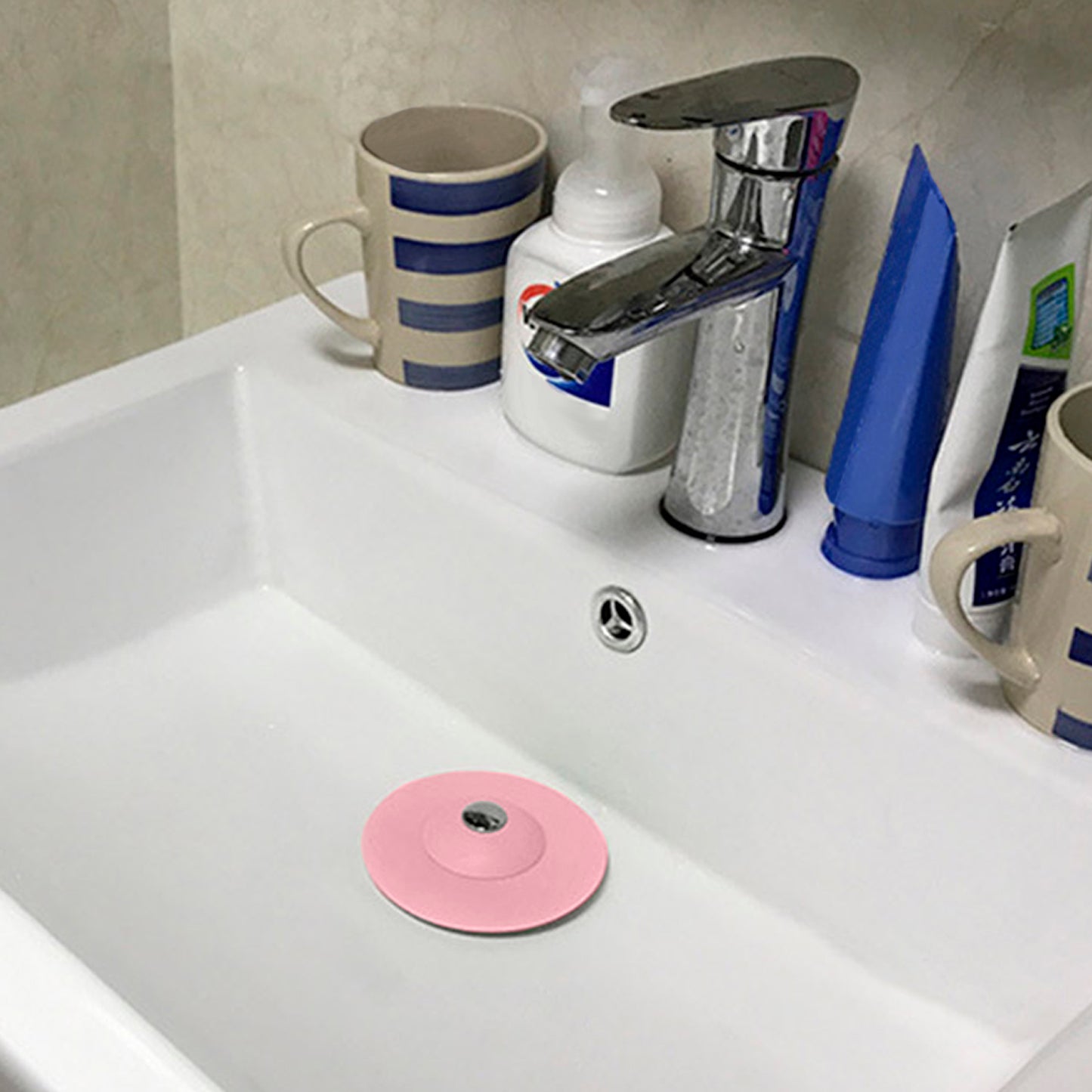 Tapón Universal Fregadero Lavabo Bañera Silicona Con Cestillo Ø 10 cm.