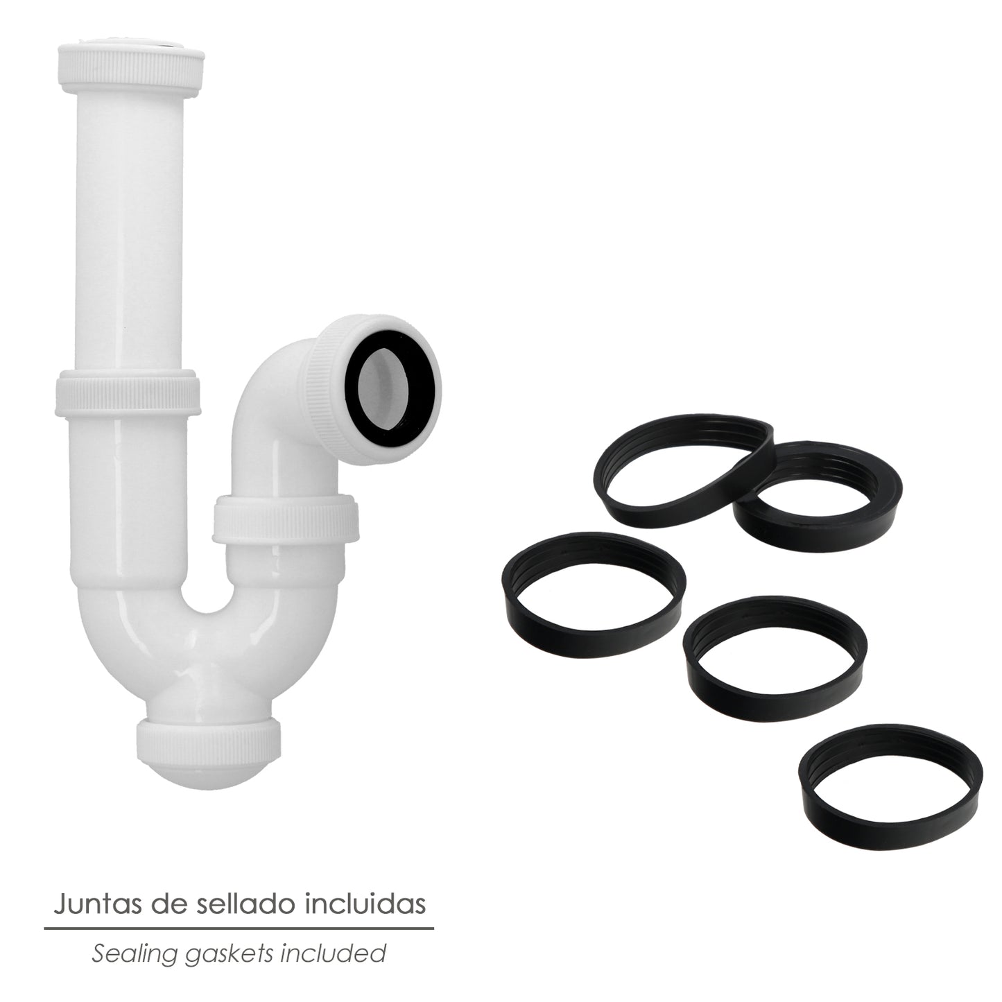 Sifon Curvo ExtensibleTuerca Loca 1 1/2" Ø 40 Mm