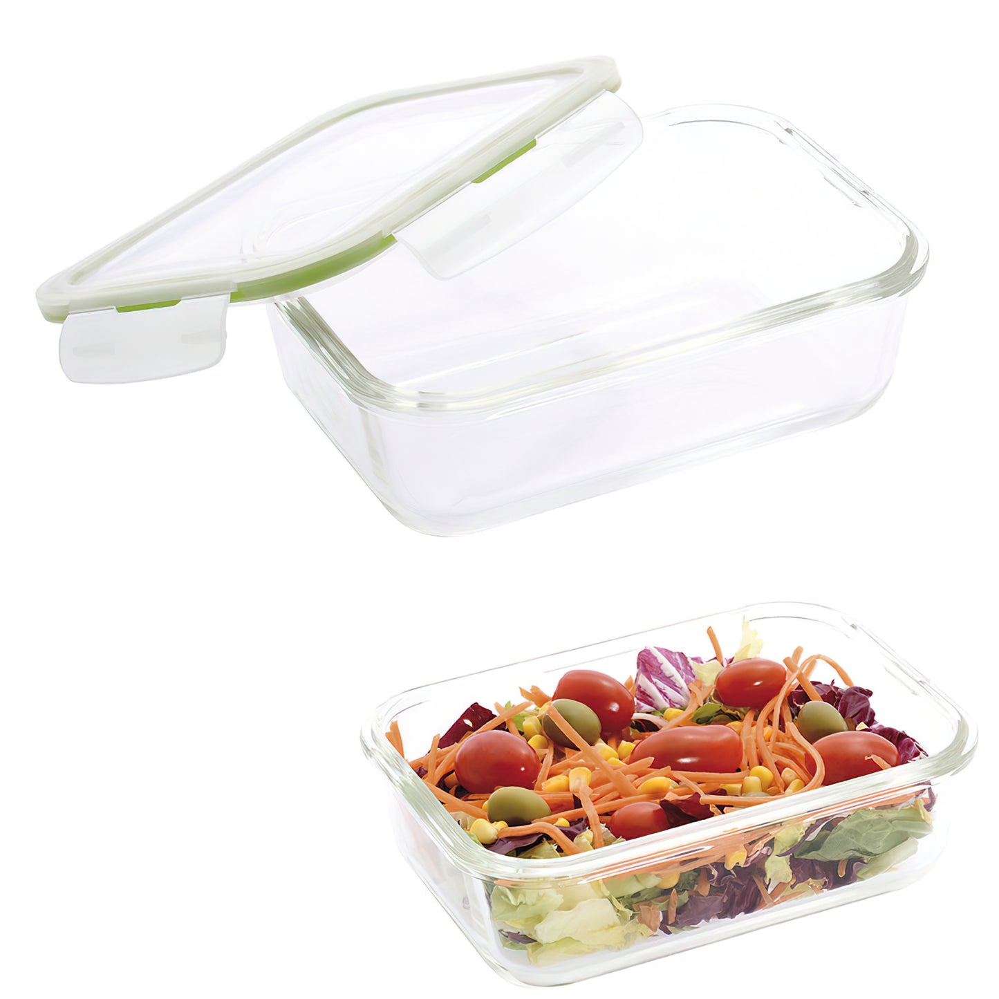 Recipiente Hermético de Vidro Retangular 1200 ml. 20,4 x 15,4 x 7 (a) cm.