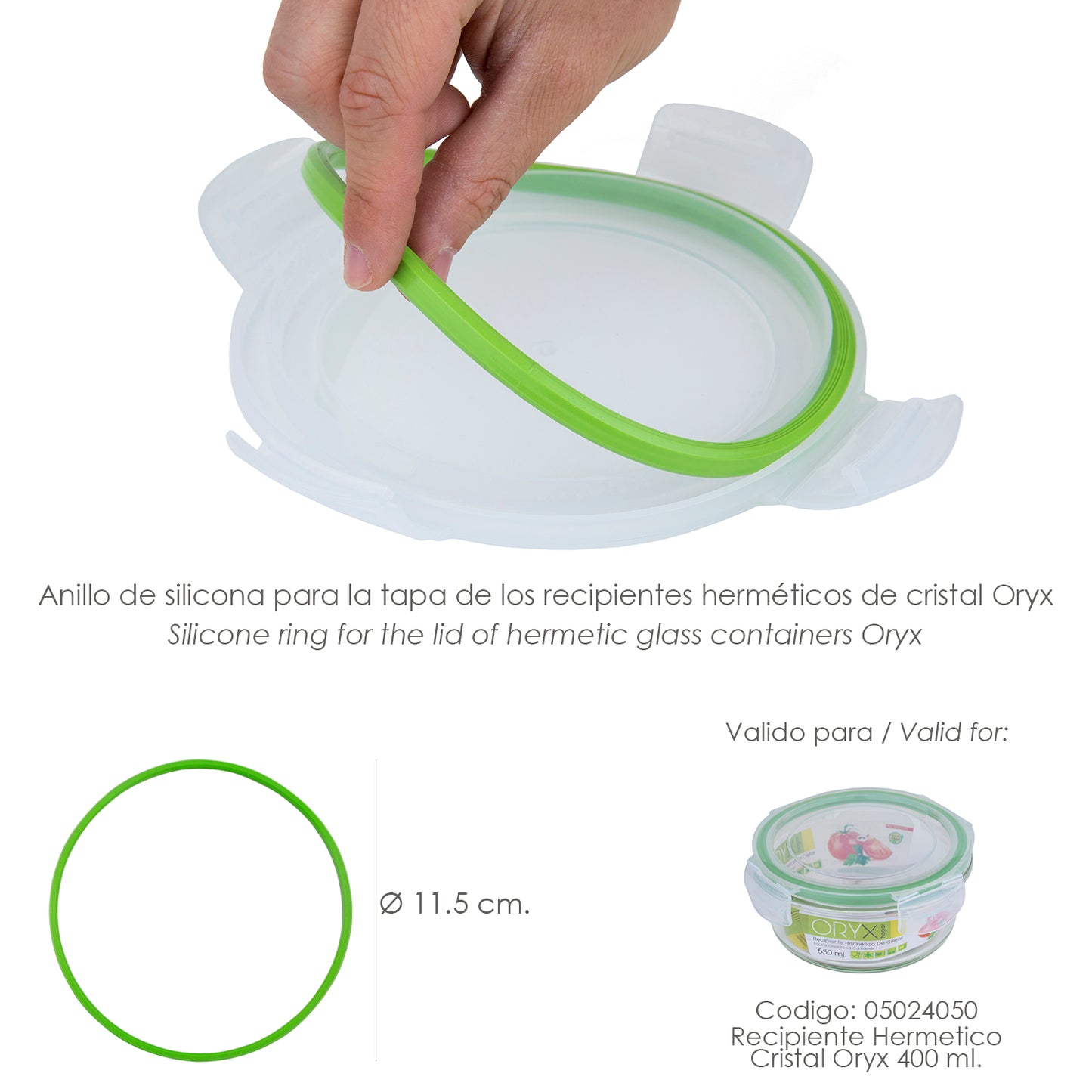 Anillo Silicona Para Recipiente Hermetico Cristal Redondo 400 ml.