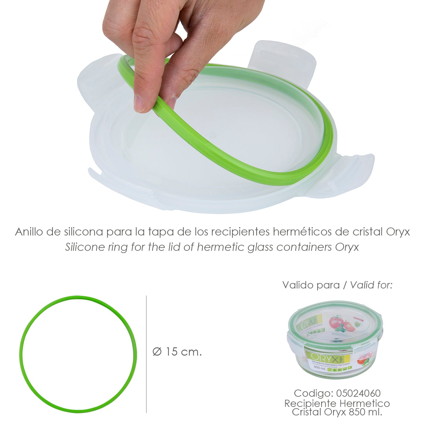 Anillo Silicona Para Recipiente Hermetico Cristal Redondo 850 ml.