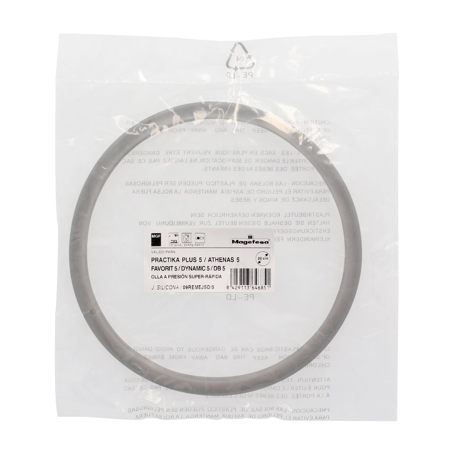 Junta Magefesa Para Ollas Super-rápidas Ø20cm Dynamic 5/ DB5. Recambio original.