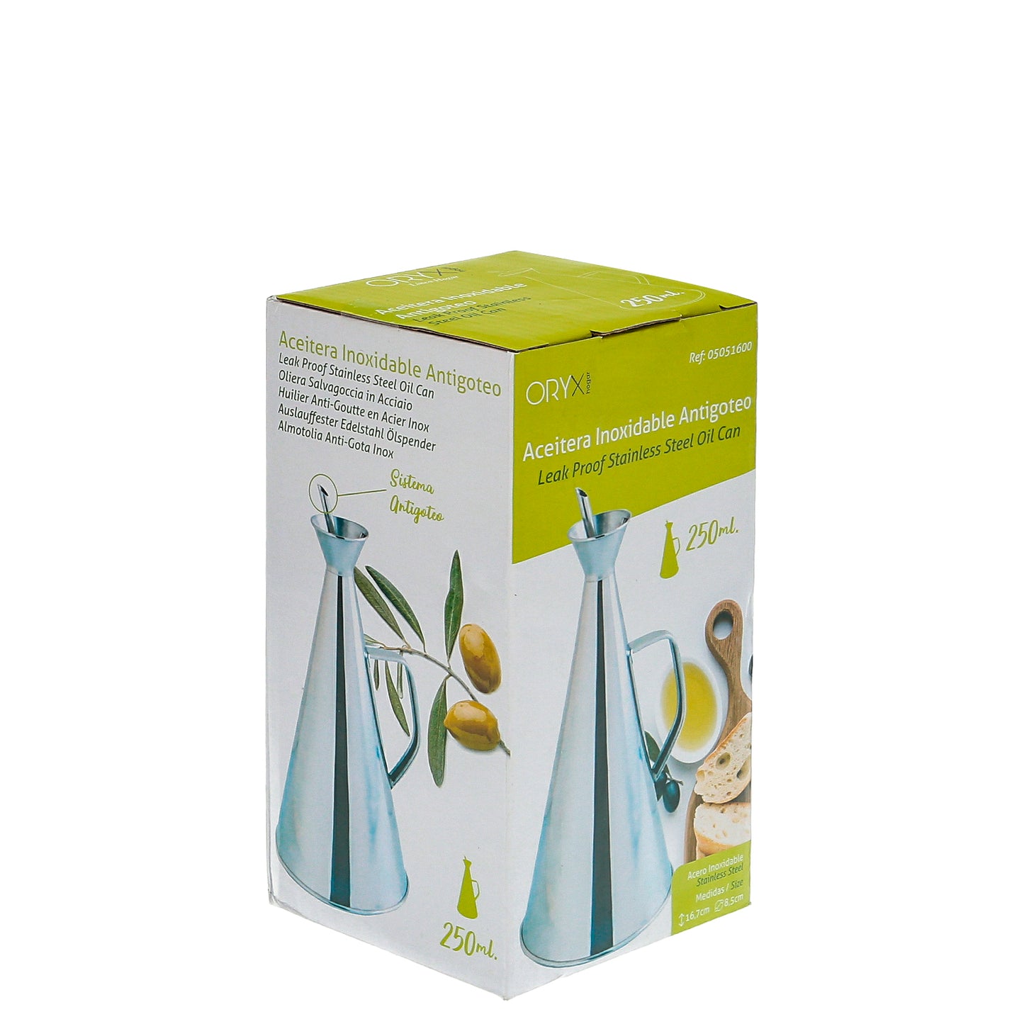 Aceitera Acero Inoxidable Antigoteo 250 ml.