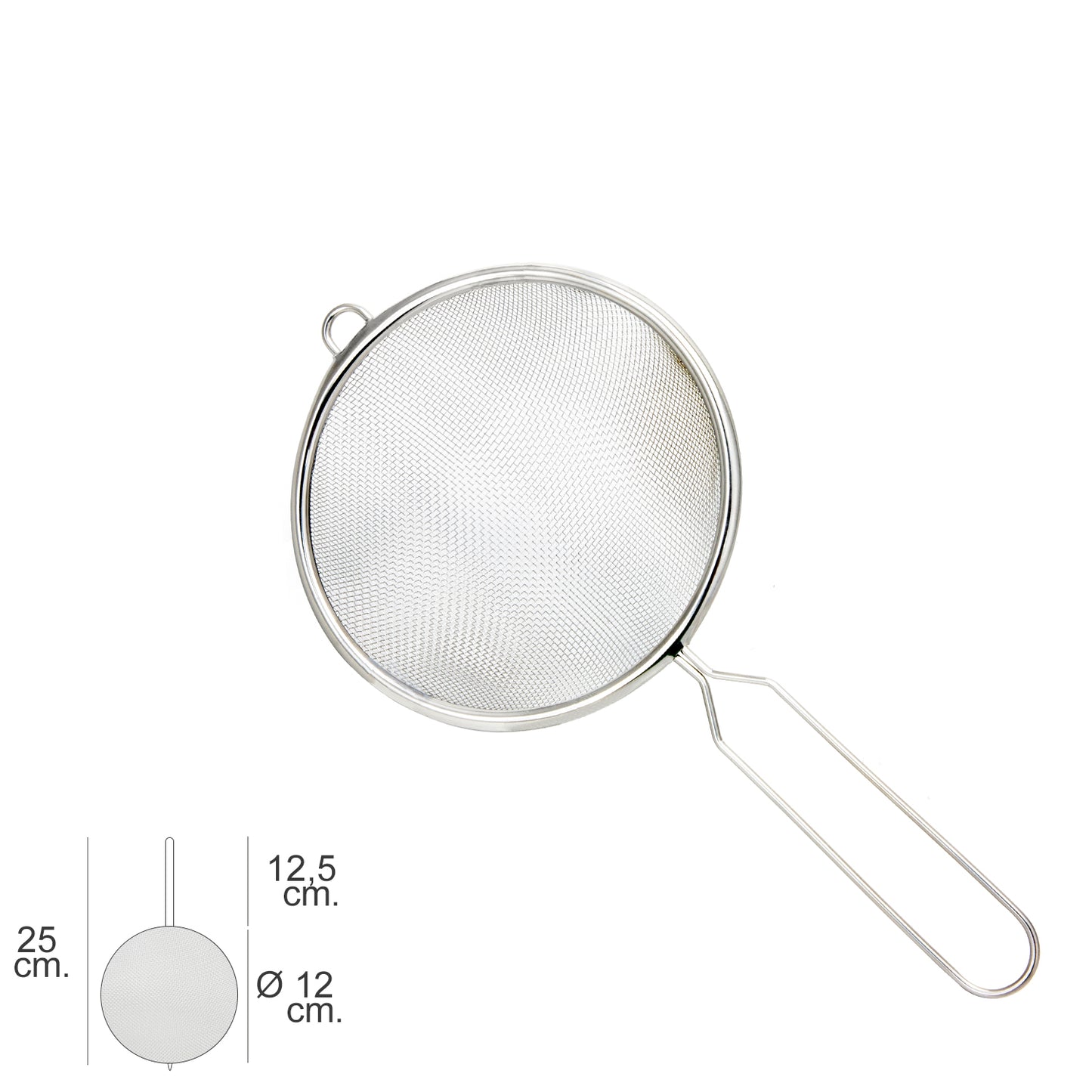 Coador Básico de Aço Inox Ø 12 x 25 (A) cm.