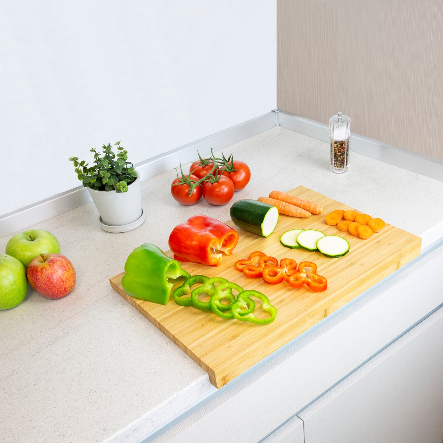 Tábua De Cozinha 100% Bambu Com Borda 46x30,5 cm Tábua De Cortar, Carne, Peixe, Legumes, Frutas, Alimentos