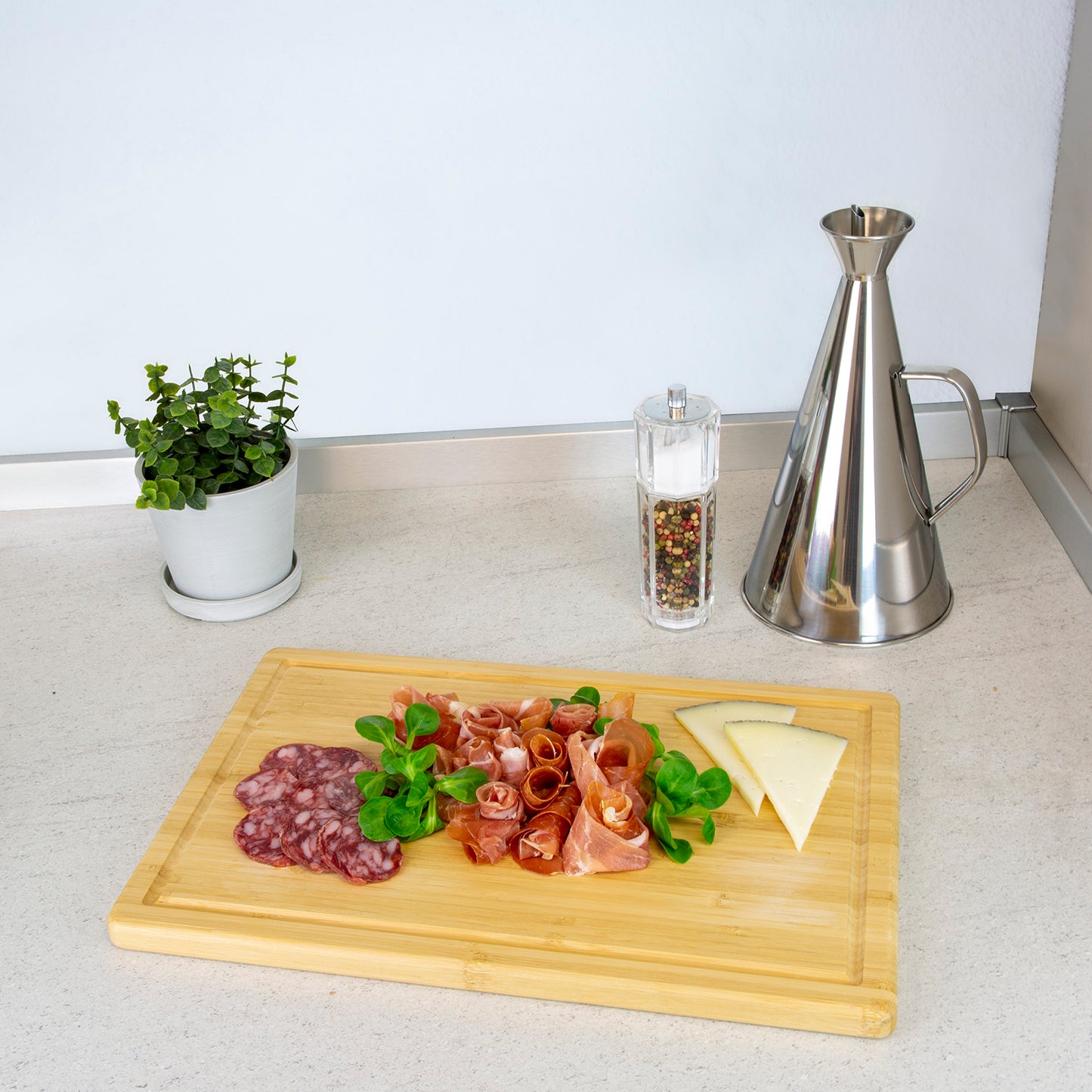 Tábua De Cozinha 100% Bambu Com Ranhura 32x25.5 cm Tábua De Cortar, Carne, Peixe, Legumes, Frutas, Alimentos