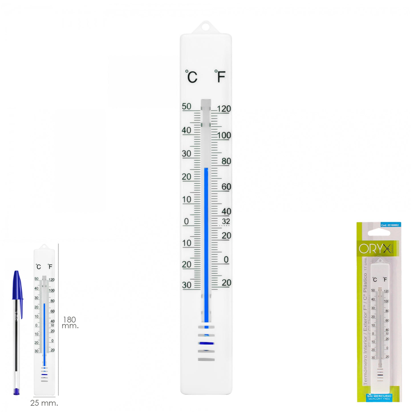 Termometro Pared / Jardin , Interior / Exterior Plástico 17 cm.