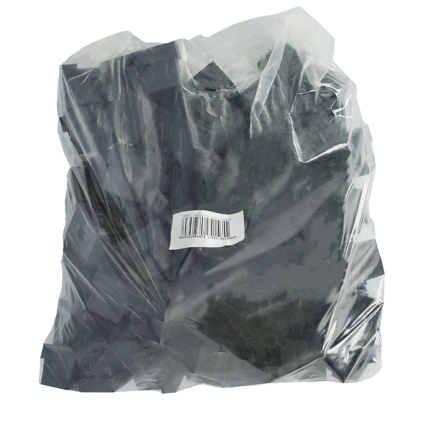 Tampa de borracha quadrada 36x36 mm. Bolsa 100 Unidades
