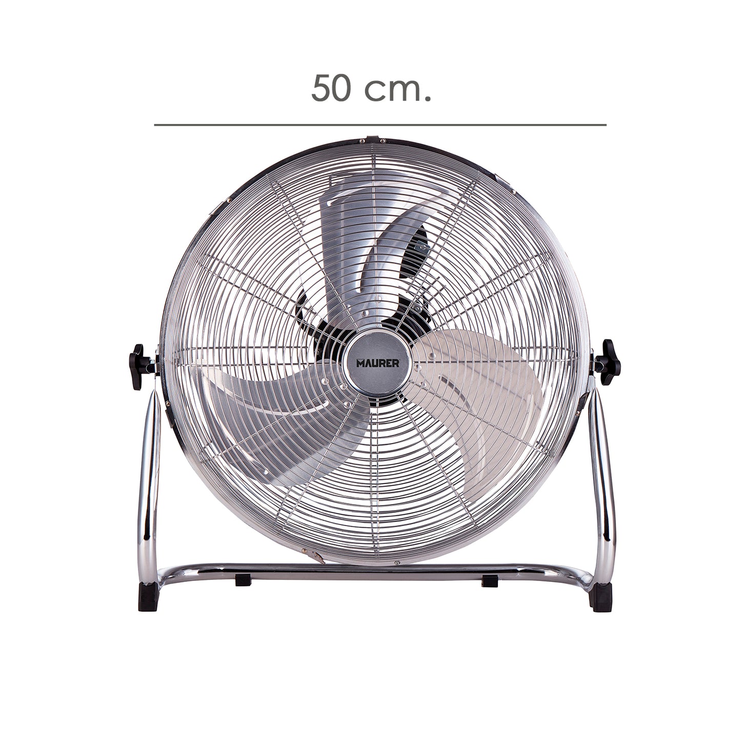Ventilador de chão Maurer Ø 50 cm. Alta Velocidade 3 Velocidades, Inclinável, Motor de Alumínio e Cobre, 150 Watts