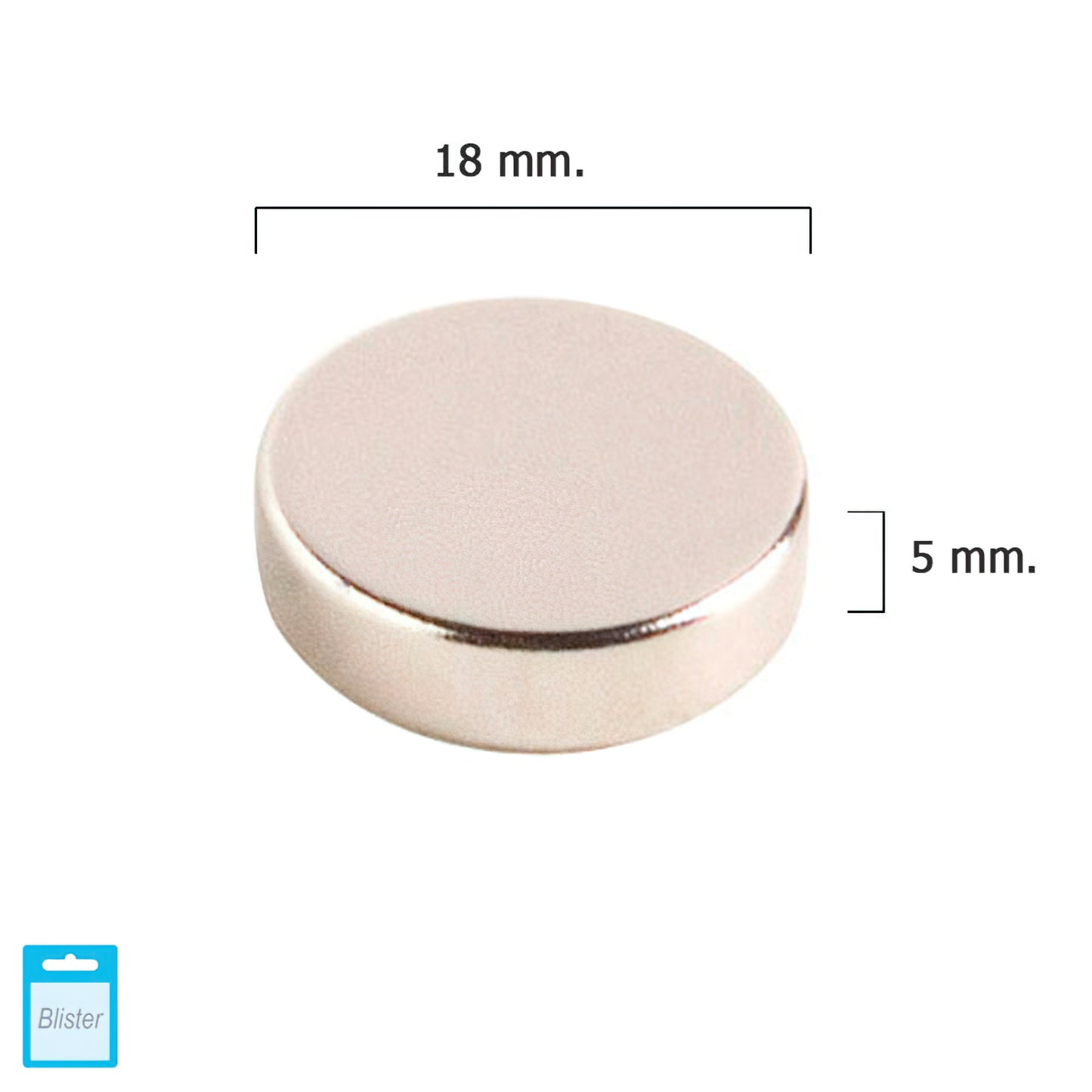 Ímã redondo de neodímio Wolfpack Ø 18x5 mm. (Blister 1 peça)