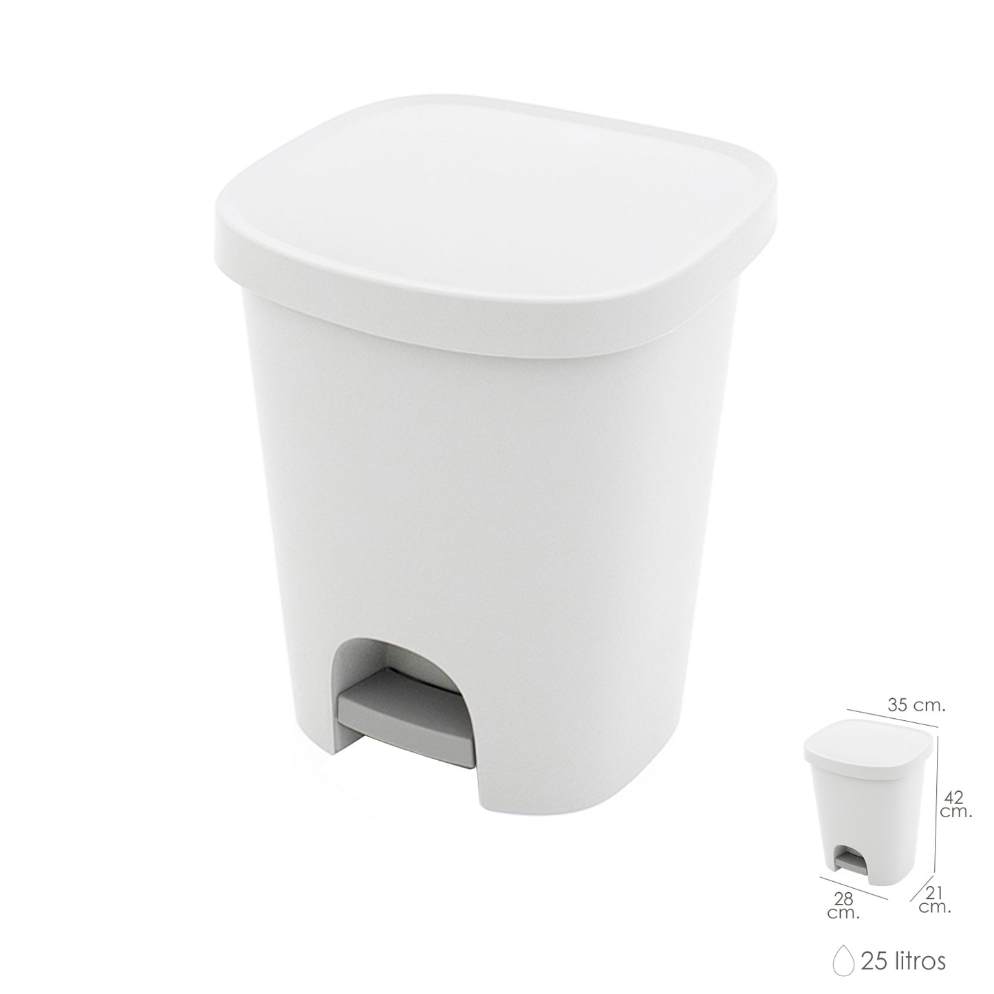 Pedaleira 25 Litros Plástico Branco