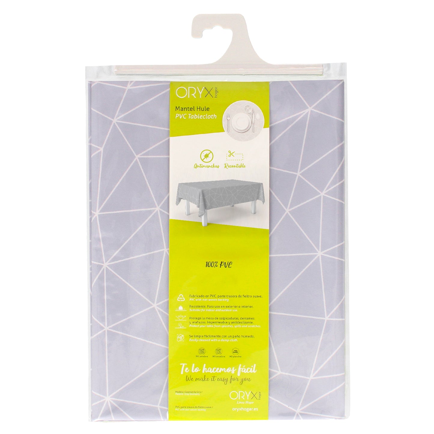 Oleado Cinzento Geométrico Retangular Toalha Impermeável PVC Antimanchas 140x250 cm. Uso interno e externo recortado