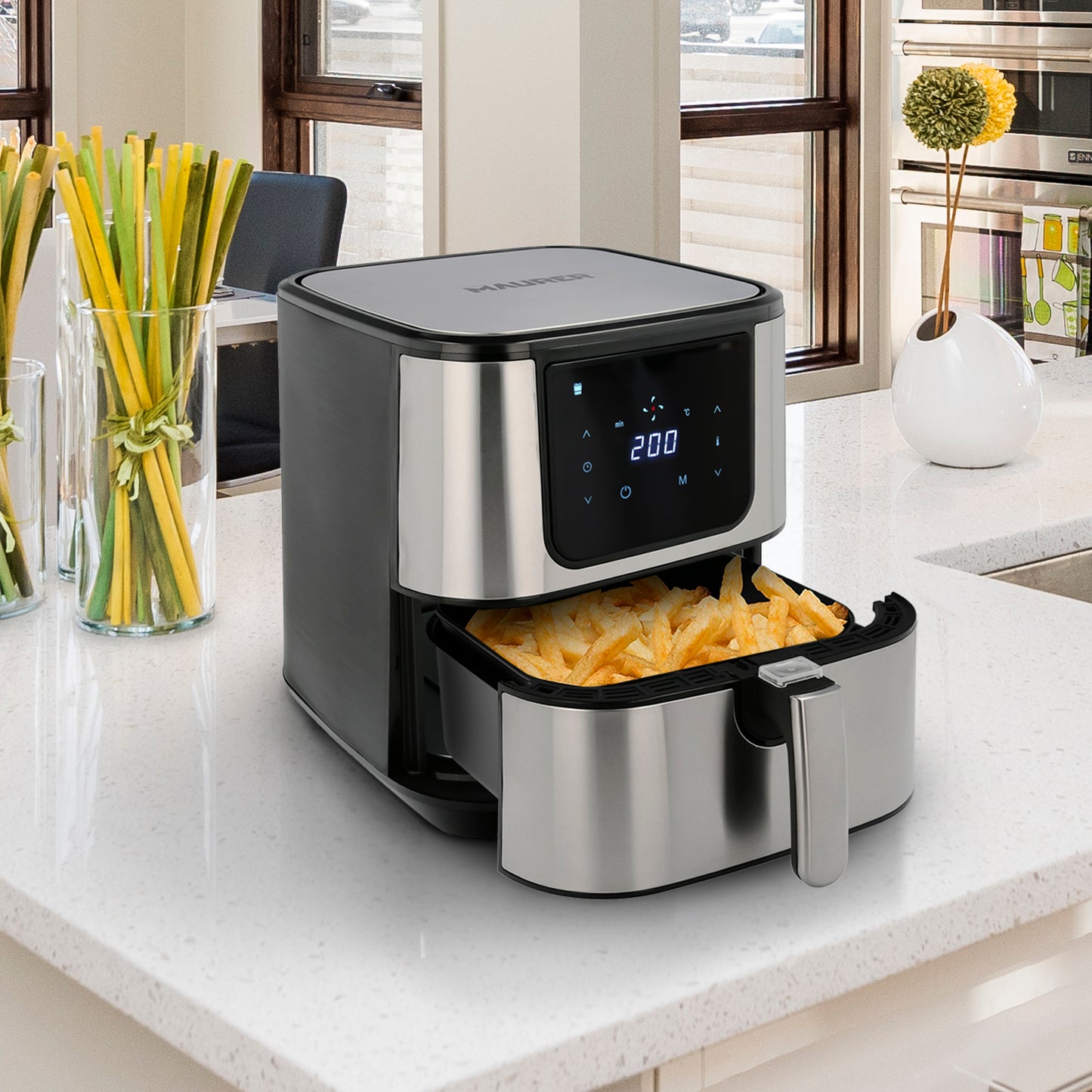 Freidora Sin Aceite 1800 W. Capacidad 5.5 litros. Air Fryer 7 Programas Freidora Aire Caliente, Freidora Aceite. Regulable.
